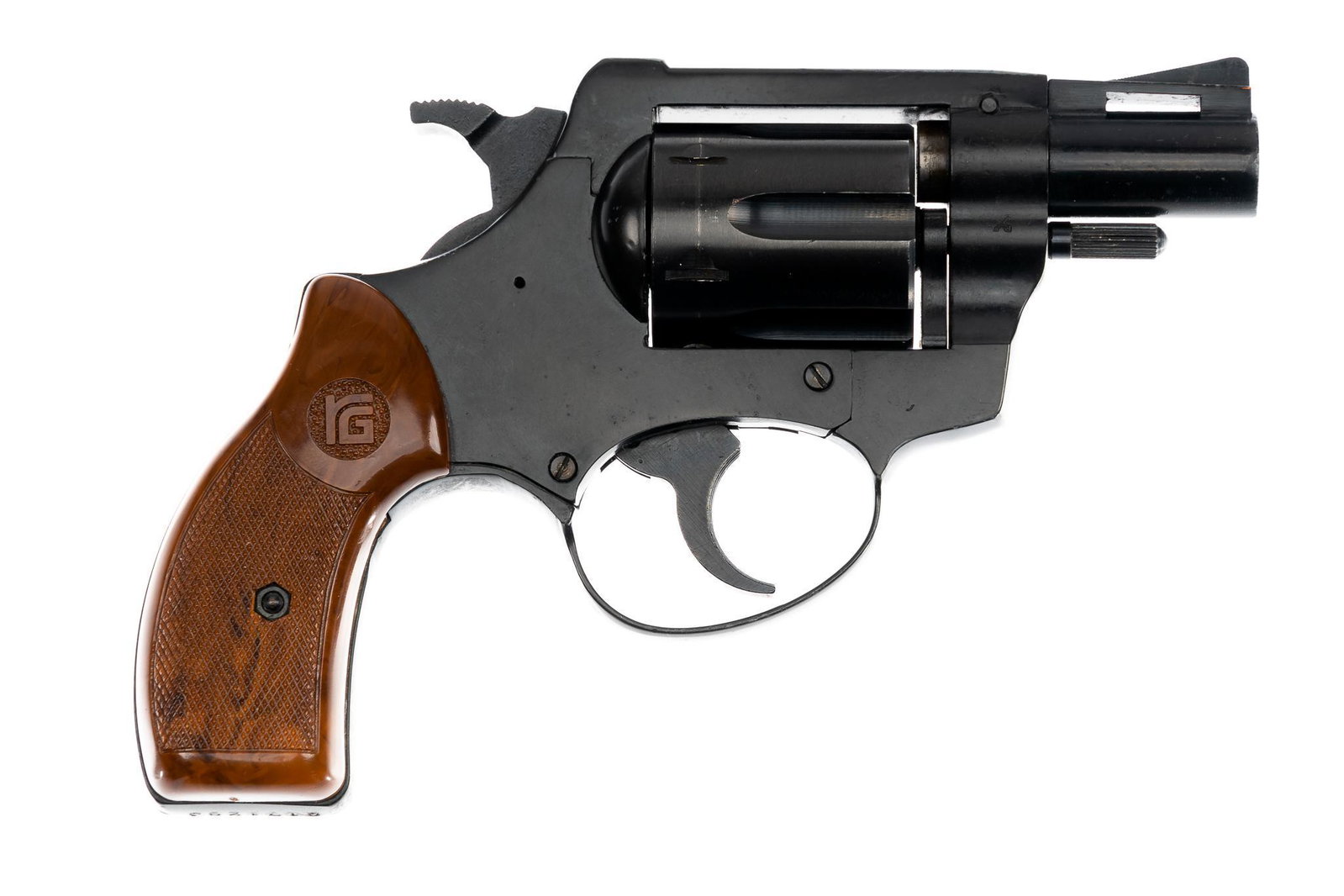 RG Industries RG-31 .32 S&W Long Revolver: Serial: Q171293 Manufacturer: RG Industries Model: RG-31 Caliber: .32 S&W Long Barrel length: 2 in. OAL: 6.5 in. Condition: Good; plastic grips have light handling marks; barrel, frame & cylin