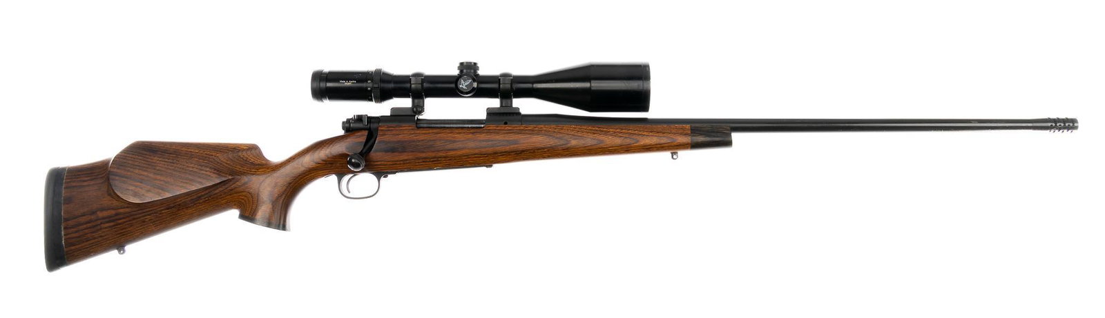 Custom Winchester Model 70 .300 WBY MAG Bolt-Action Safari Rifle: Serial: G1852962 Manufacturer: Winchester Model: 70 Custom Safari Caliber: .300 WBY MAG Barrel length: 26 in. OAL: 47 in. Condition: Good; custom lefty Monte Carlo stock has light handling marks; cust
