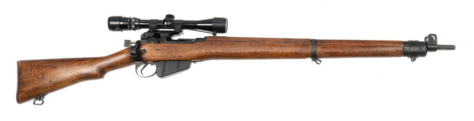 Lee Enfield No.4 Mk I .303 British Bolt-Action Rifle: Serial: PF 48760 Manufacturer: Fazakerly (c.1948) Model: No. 4 Mk I Caliber: .303 British Barrel length: 25.5 in. OAL: 44 in. Condition: Very Good; wood stock has handling marks commensurate with age 