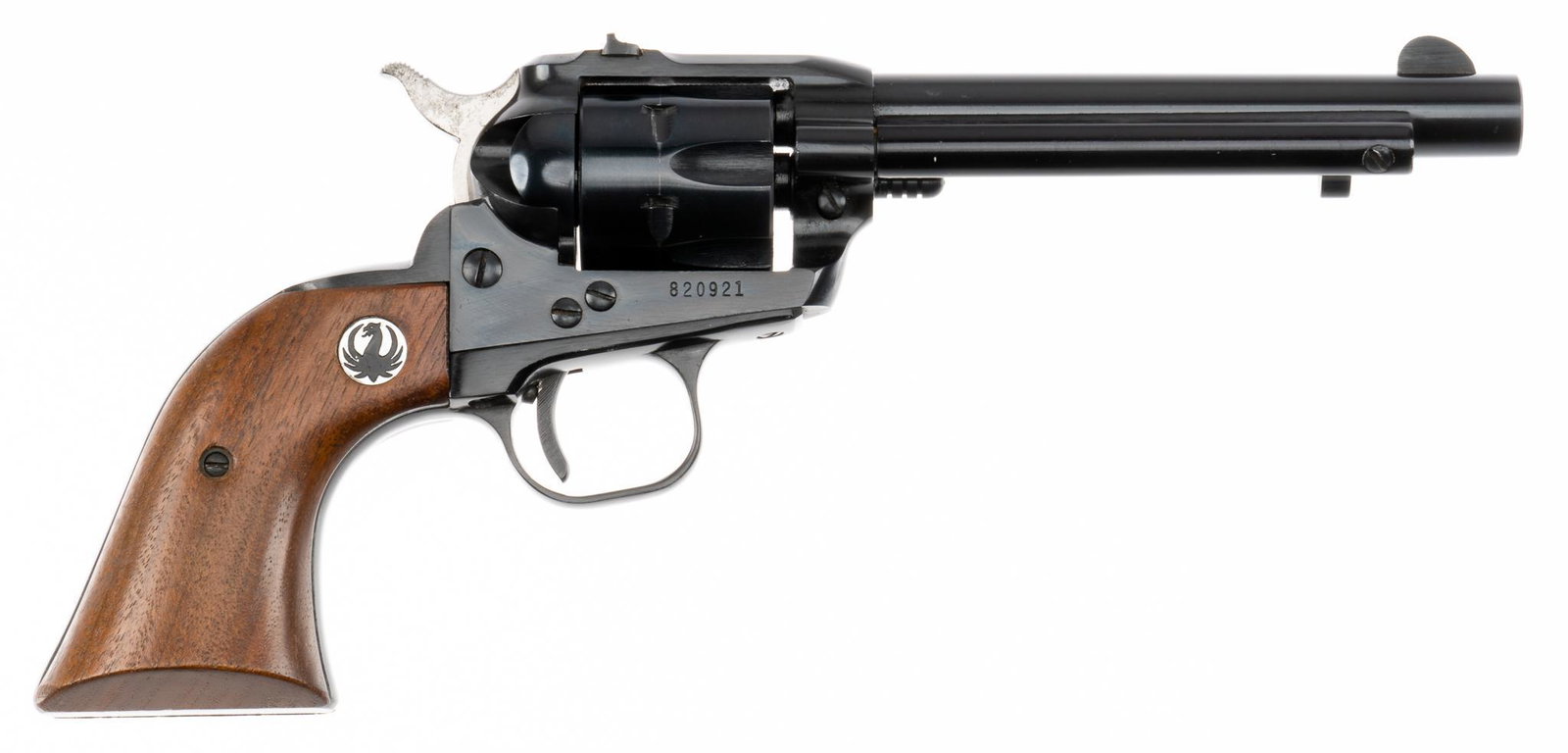 Ruger Single-Six .22 LR Revolver: Serial: 820921 Manufacturer: Sturm, Ruger (c. 1969) Model: Single Six Caliber: .22 LR Barrel length: 5.5 in. OAL: 11.5 in. Condition: Very Good; walnut grips have very light handling marks; barrel &am