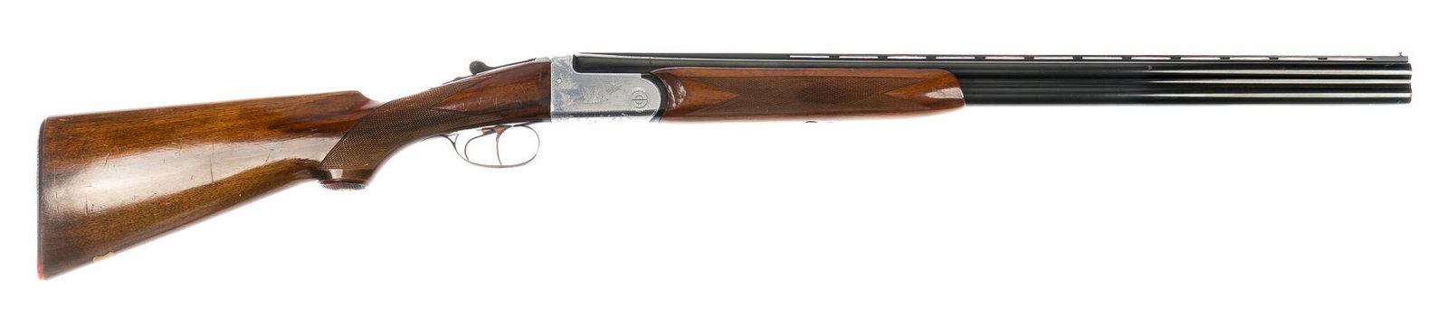 Italian EIG-Brescia 20-Gauge O/U Shotgun: Serial: 6801 Manufacturer: EIG-Brescia, Italy (c. 1961) Model: Unknown Caliber: 20 Ga. Barrel length: 26 in. OAL: 42.5 in. Condition: Good; wood stock has moderate wear; barrels & receiver have li