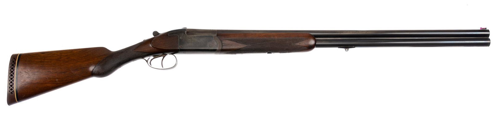 St Etienne Super Elite O/U 12-Gauge Shotgun: Serial: 3 7 7 268 Manufacturer: St. Etienne, France Model: Super Elite Caliber: 12 Ga. Barrel length: 27.75 in. OAL: 44 in. Condition: Good; stock & forearm have light handling marks throughout, t