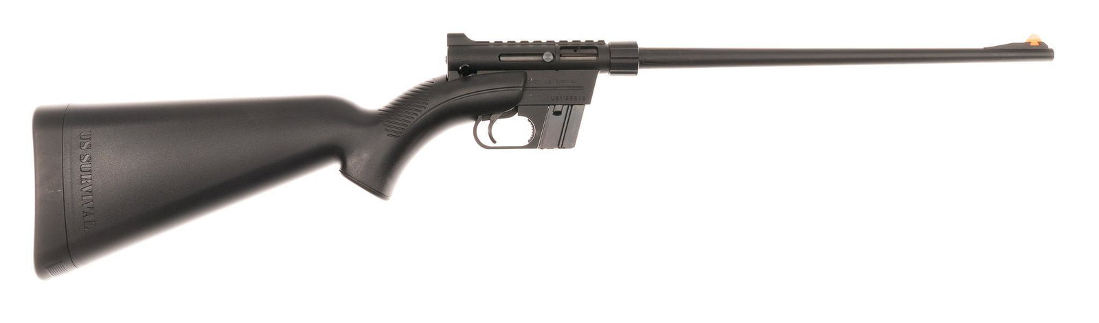 Henry AR-7 US Survival Rifle .22 LR Semi-Auto Rifle: Serial: US1185548 Manufacturer: Henry Repeating Arms Model: US Survival Rifle Caliber: .22 LR Barrel length: 16 in. OAL: 35.5 in. Condition: Excellent; polymer stock has no marks; barrel & receive