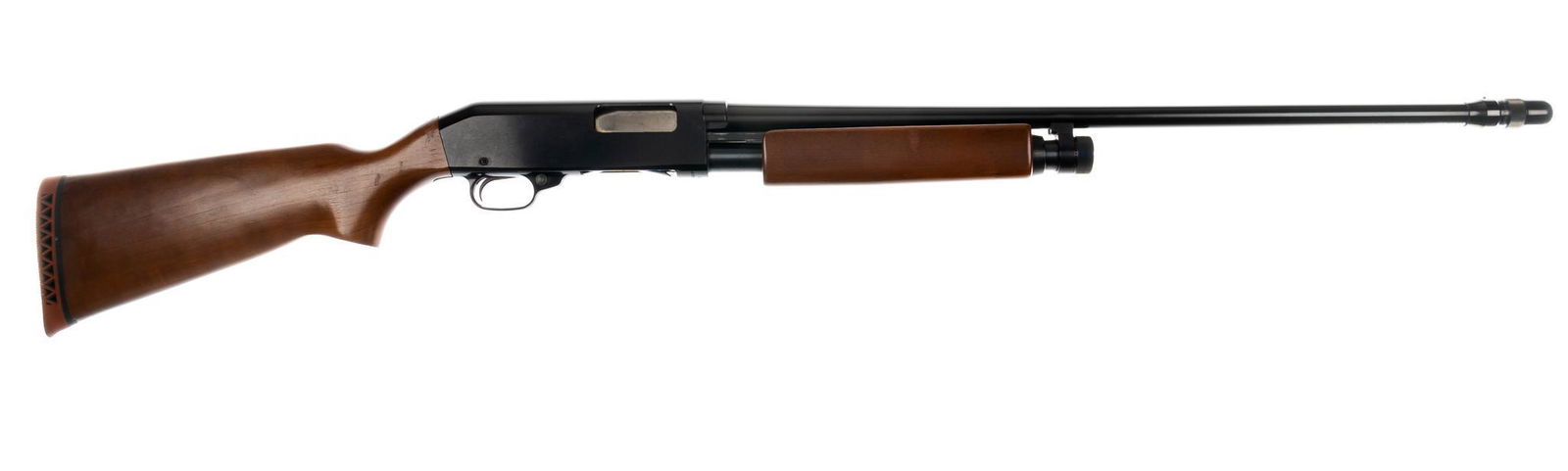Sears Roebuck Model 200 20-Gauge Pump-Action Shotgun: Serial: 66962 Manufacturer: Sears, Roebuck & Co. Model: 200 Caliber: 20 Ga. Barrel length: 28 in. (adjustable Choke) OAL: 48 in. Condition: Excellent; wood stock & forend have moderate scuffs