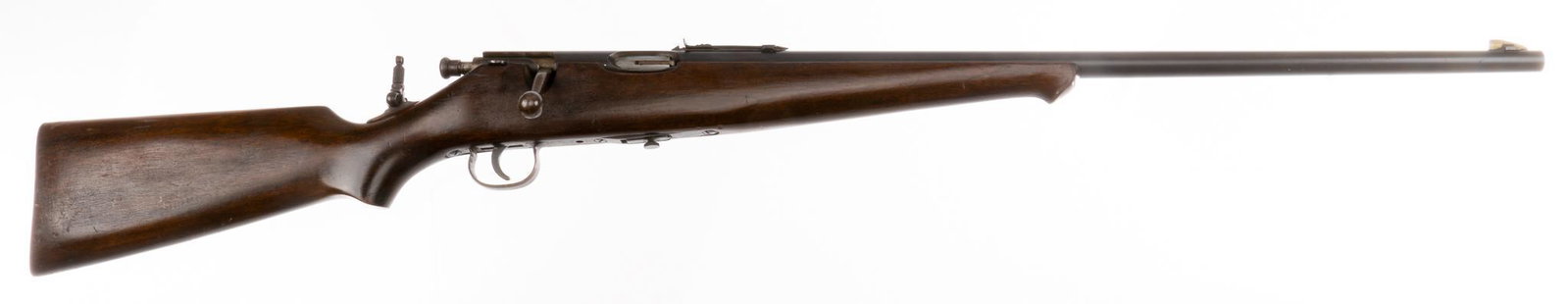 Savage Sporter .22 LR Bolt-Action Rifle: Serial: No SN Manufacturer: Savage Arms Corp. Model: Sporter Caliber: .22 LR Barrel length: 23.25 in. OAL: 41.5 in. Condition: Fair; wood stock has fair amount of wear & handling marks; barrel &am