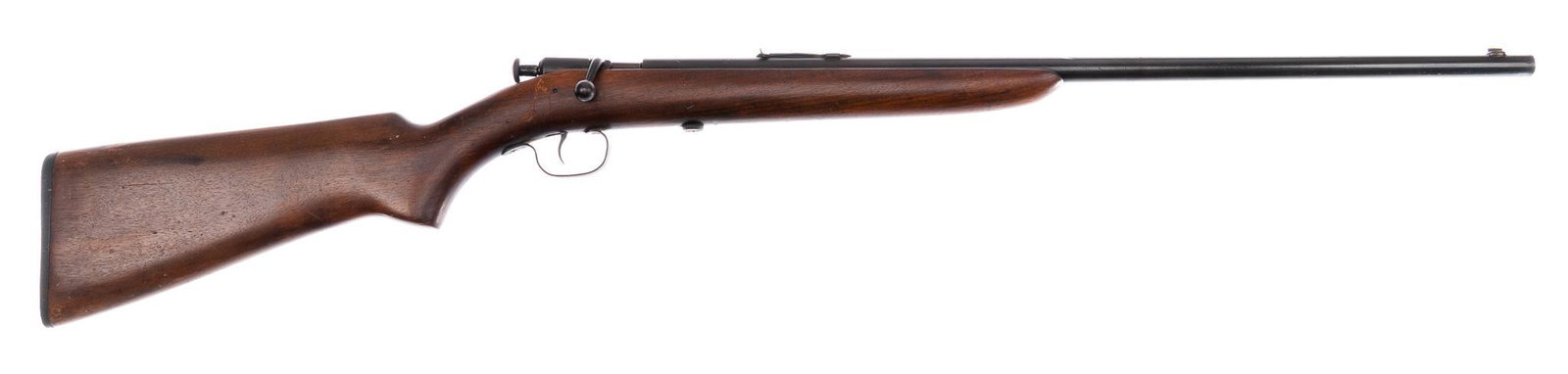 Winchester Model 60 .22 LR Bolt-Action Rifle: Serial: No SN Manufacturer: Winchester Repeating Arms Co. Model: 60 Caliber: .22 LR Barrel length: 23 in. OAL: 38.75 in. Condition: Fair; wood stock has wear commensurate w/ age; barrel/receiver has b