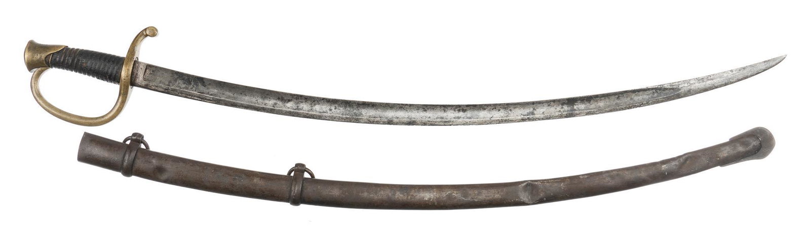 1846 Dated Mexican-American War U.S. Model 1840 Light Artillery Saber: Marked: "N.P. AMES / CABOTVILLE / 1846" on left Ricasso; top of handguard is stamped "WAT" (William A. Thornton U.S. inspector's mark) in front of blade & "J.H." (Josep