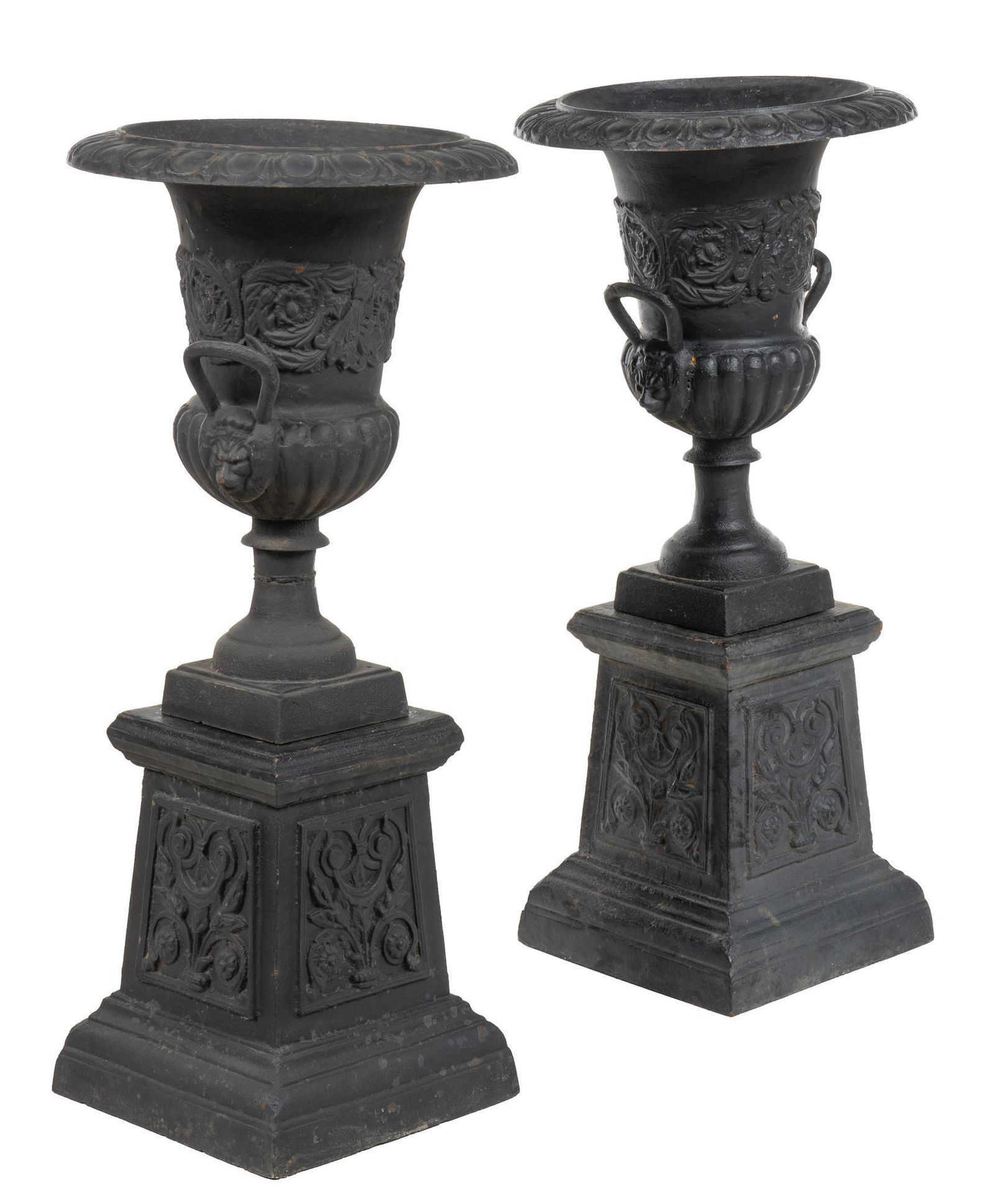 Pair of Cast Iron Garden Urn Planters (1 of 4)