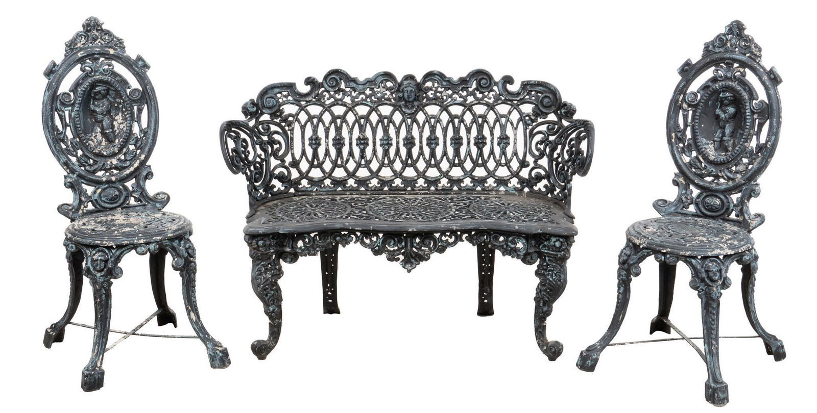 Pair of Garden Chairs and 19th C. American Settee (1 of 4)