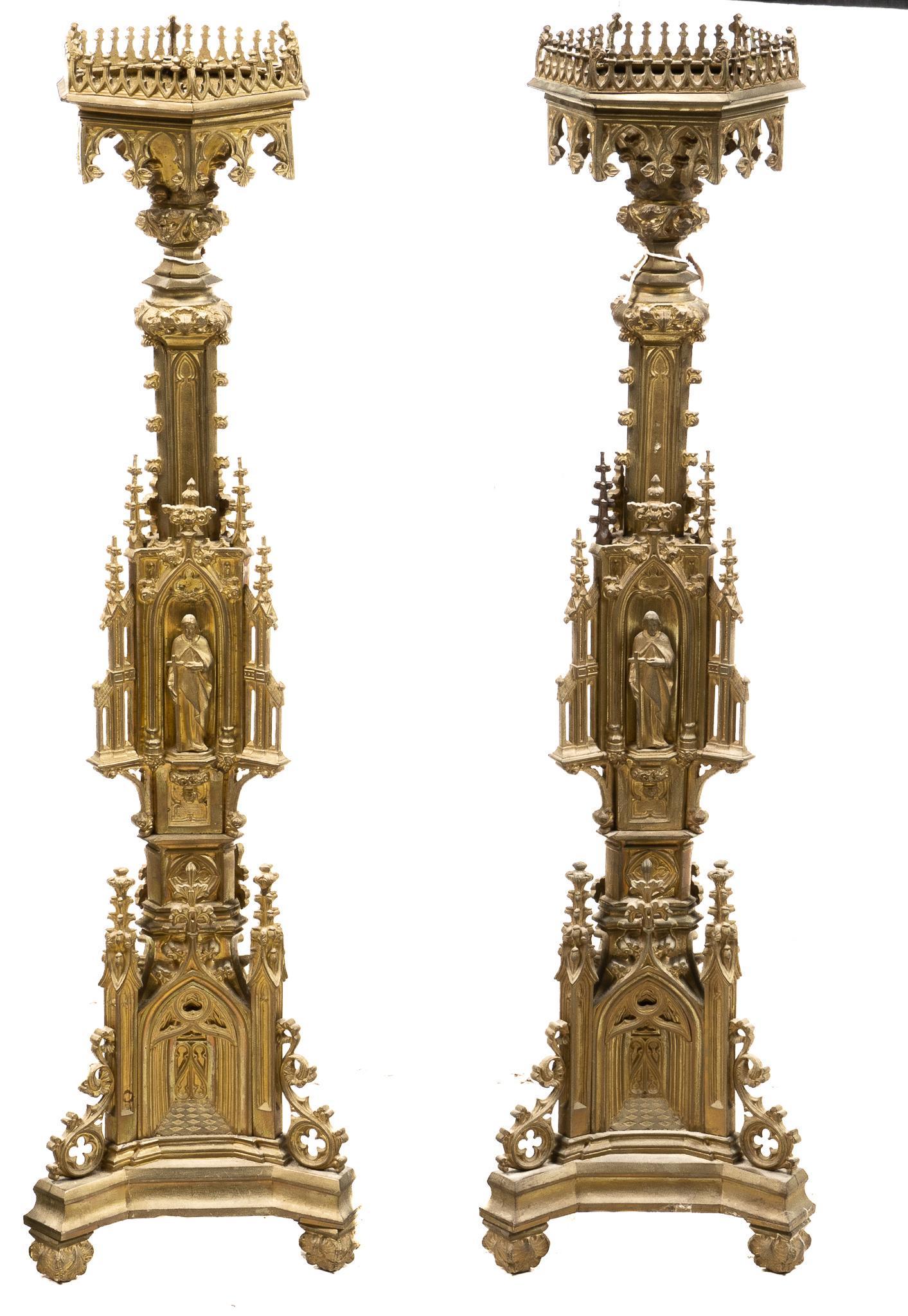 Pair of Gothic Altar Candlesticks (1 of 4)