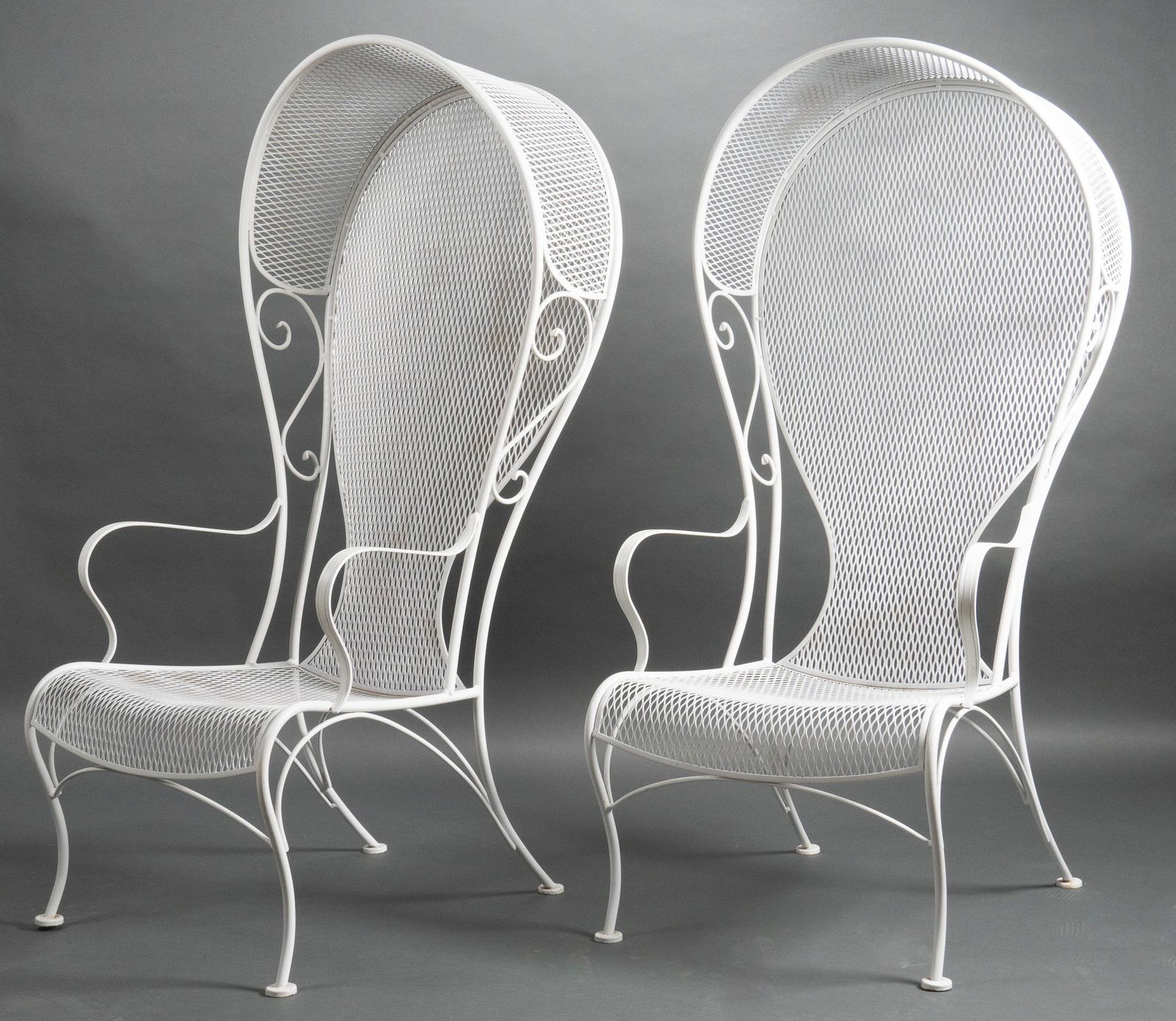 Pair of Russell Woodard (USA) Wrought Iron Canopy Chairs (1 of 6)