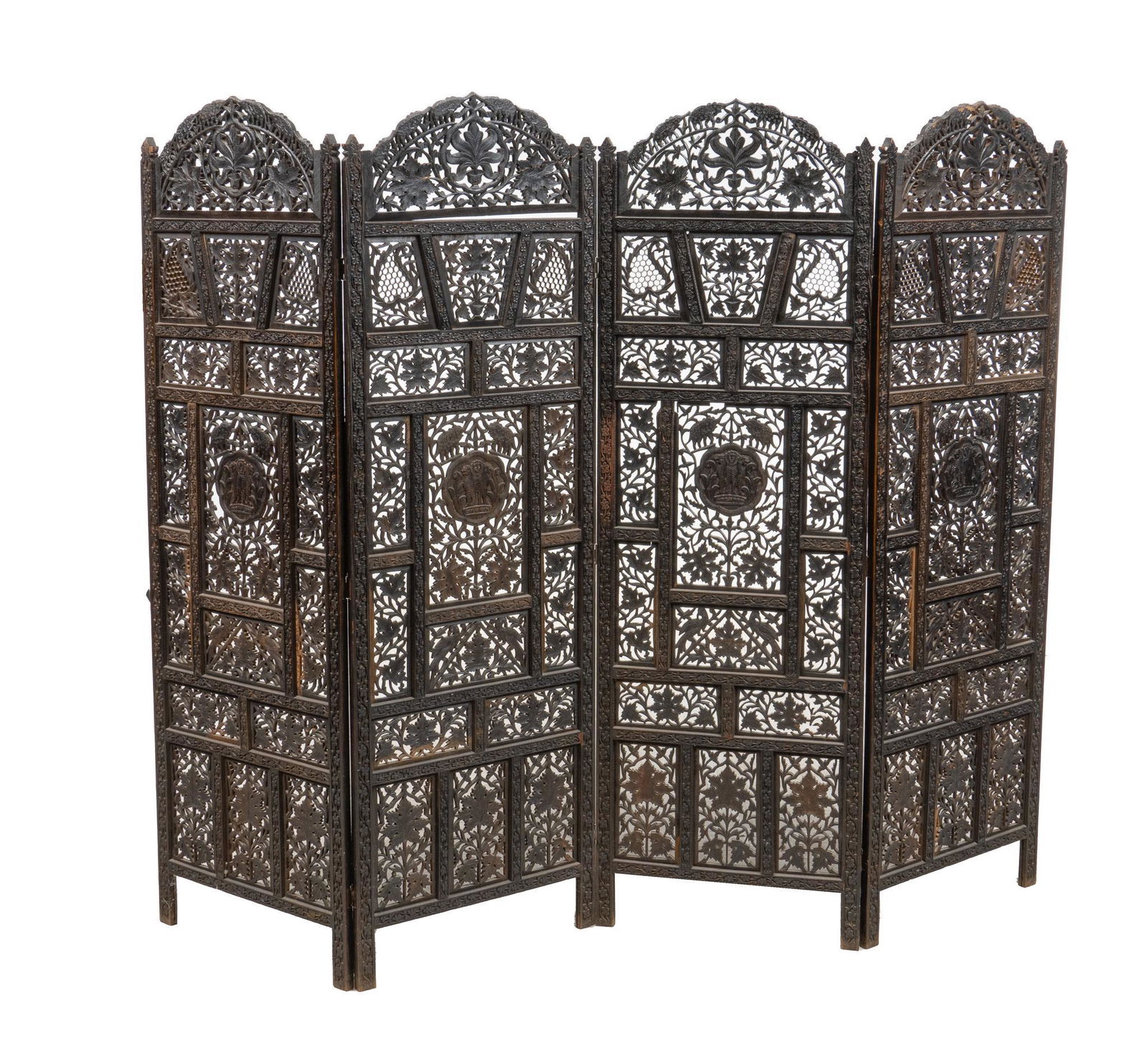 4-Panel Indian Style Carved Folding Screen (1 of 4)