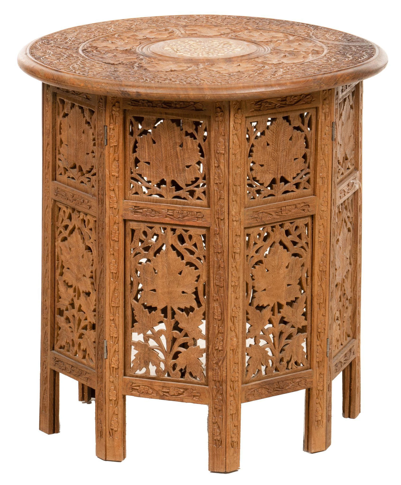 Carved Teak Folding Occasional Table (1 of 4)