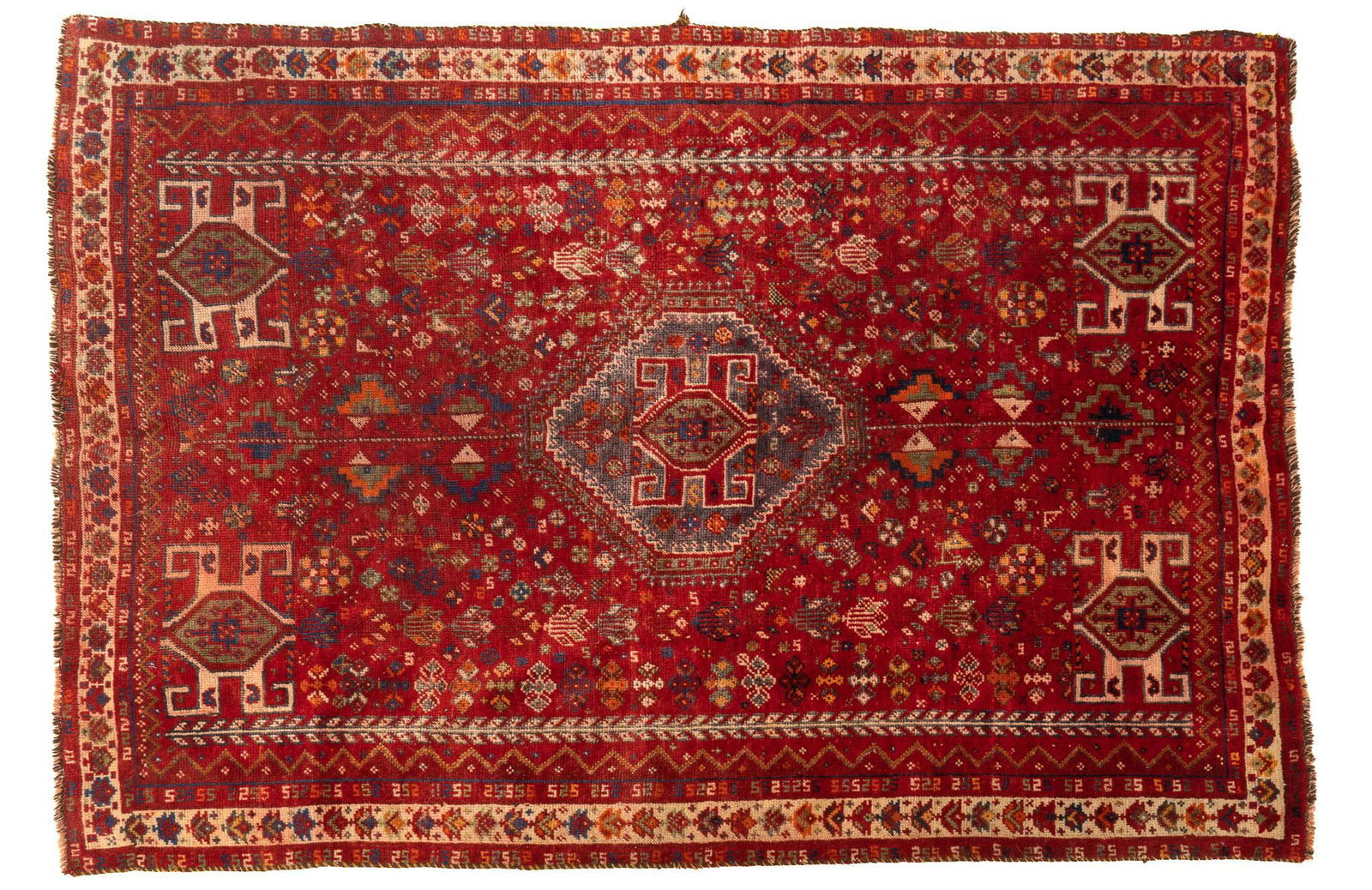 Hand-Made Persian Shiraz Style Rug, 7' x 4'10" (1 of 3)