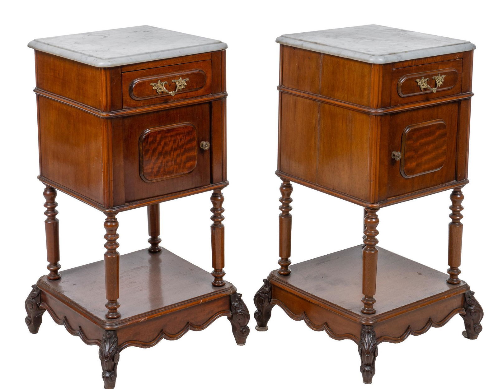 Pair of Marble Top Bedside Tables (1 of 5)
