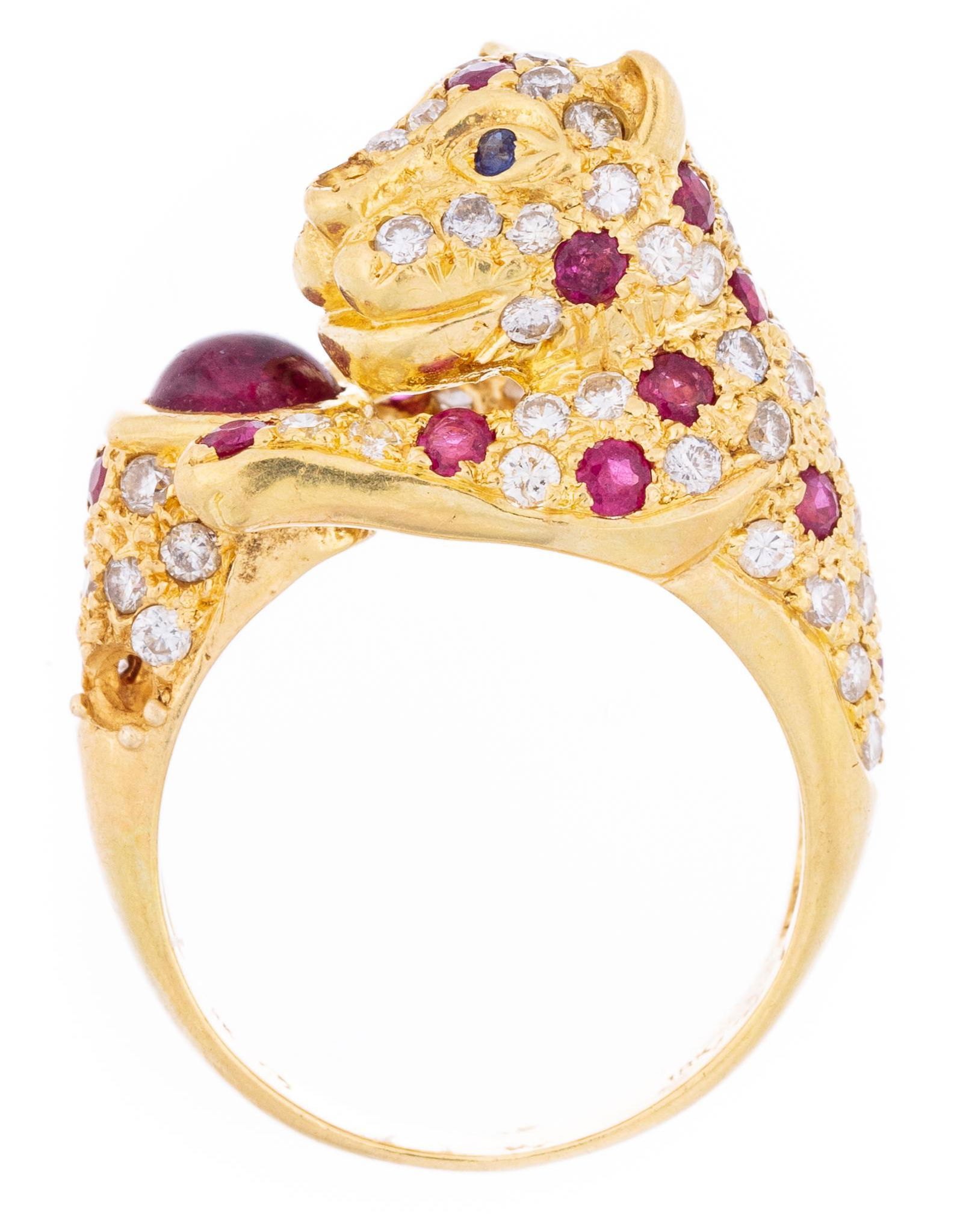18k Gold & Ruby Jaguar Ring (1 of 3)