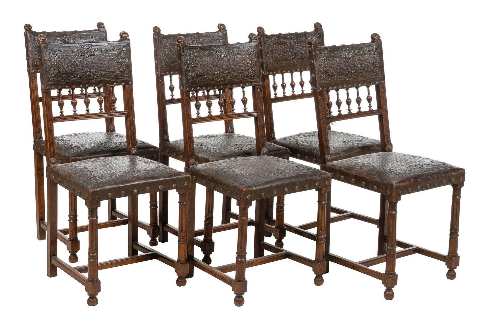 Set of (6) Henri II Style Dining Chairs (1 of 4)