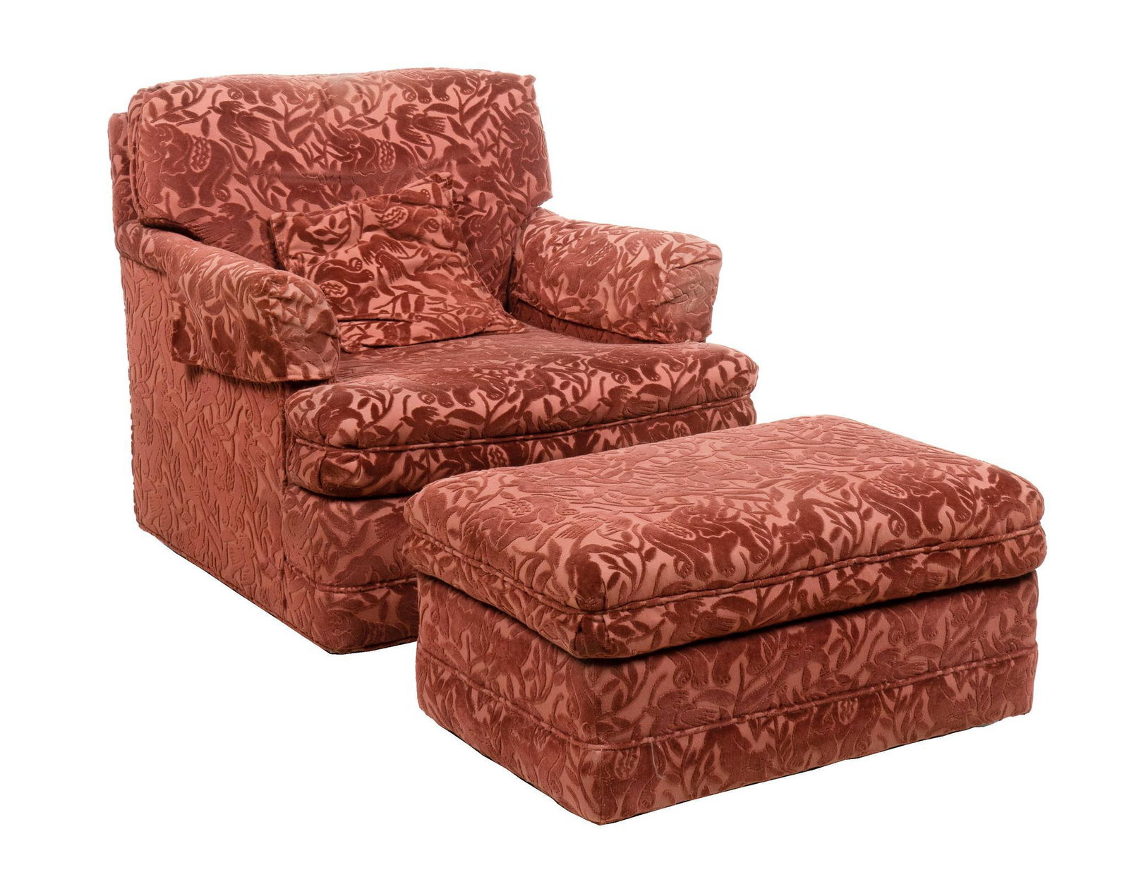 Patterned Velvet Armchair and Ottoman Apr 01, 2023 Vogt Auction Texas in TX