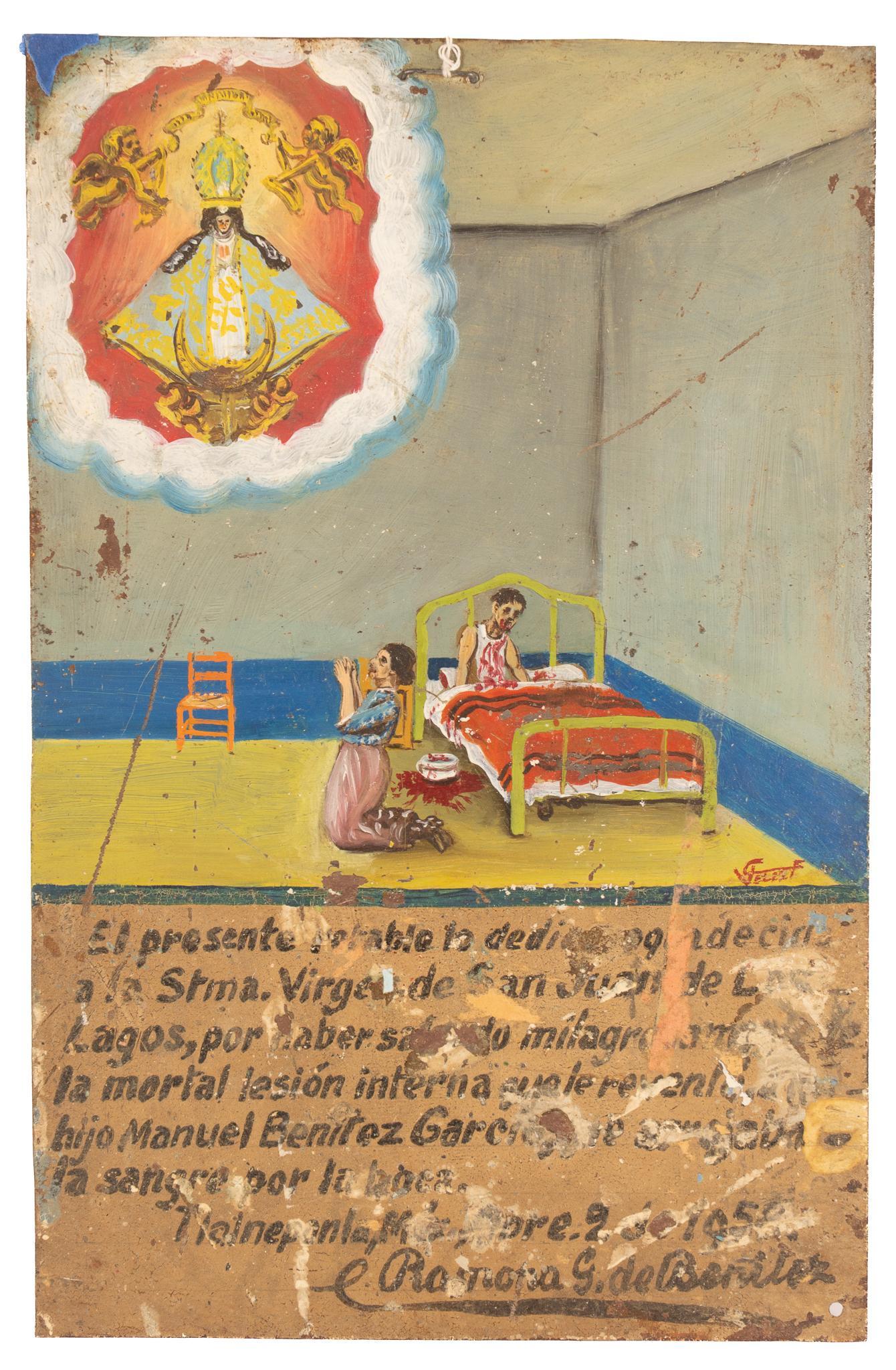 20th C. Ex-Voto, La Virgen de San Juan de Los Lagos (1 of 2)