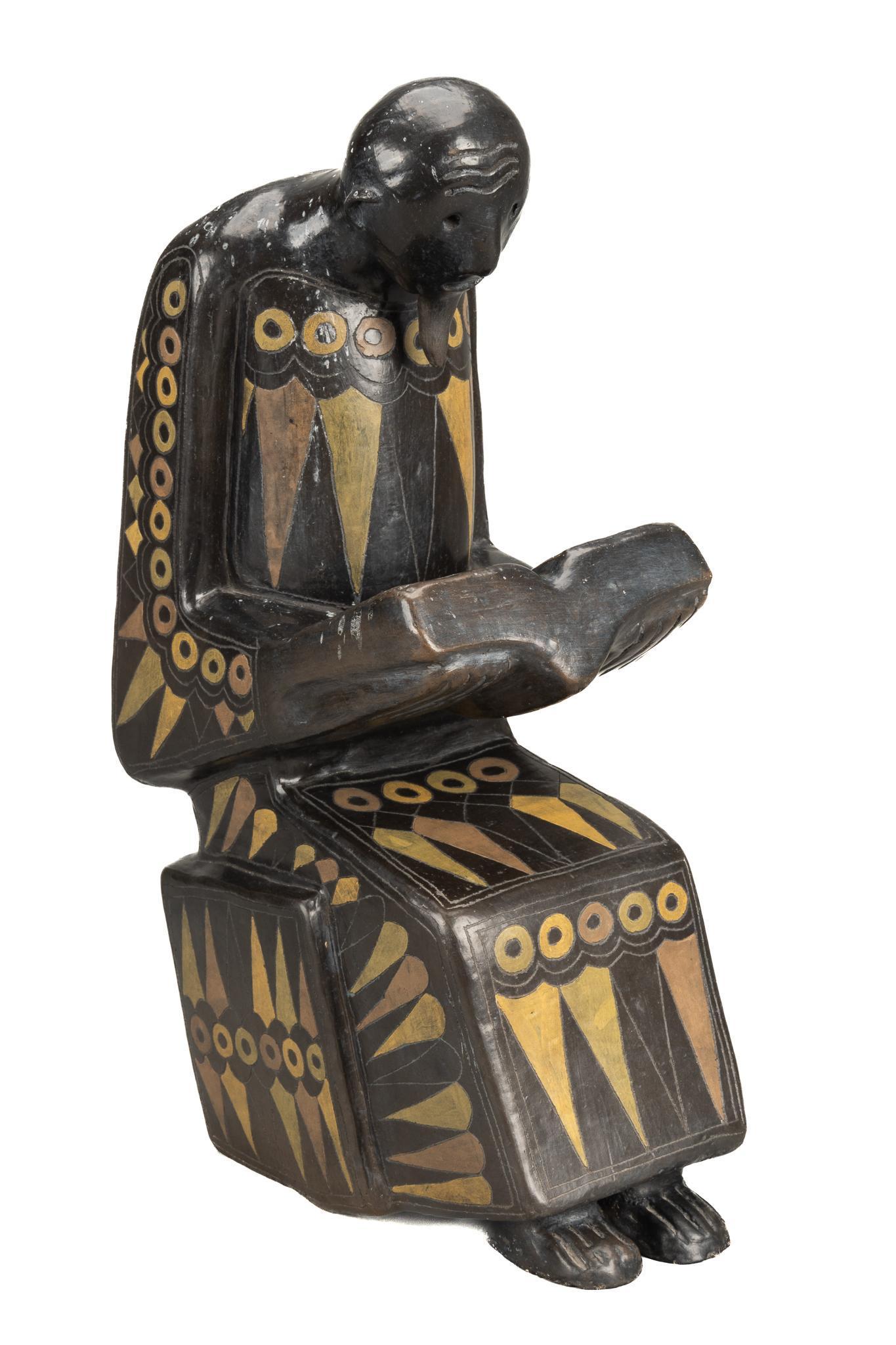 Manuel Felguerez, Scholar Reading: Manuel Felguerez, scholar reading, glazed ceramic sculpture height 17.5 in. x width 6 in. x depth 8.5 in. Provenance: An Arlington, Texas collection We happily provide seamless shipping services o