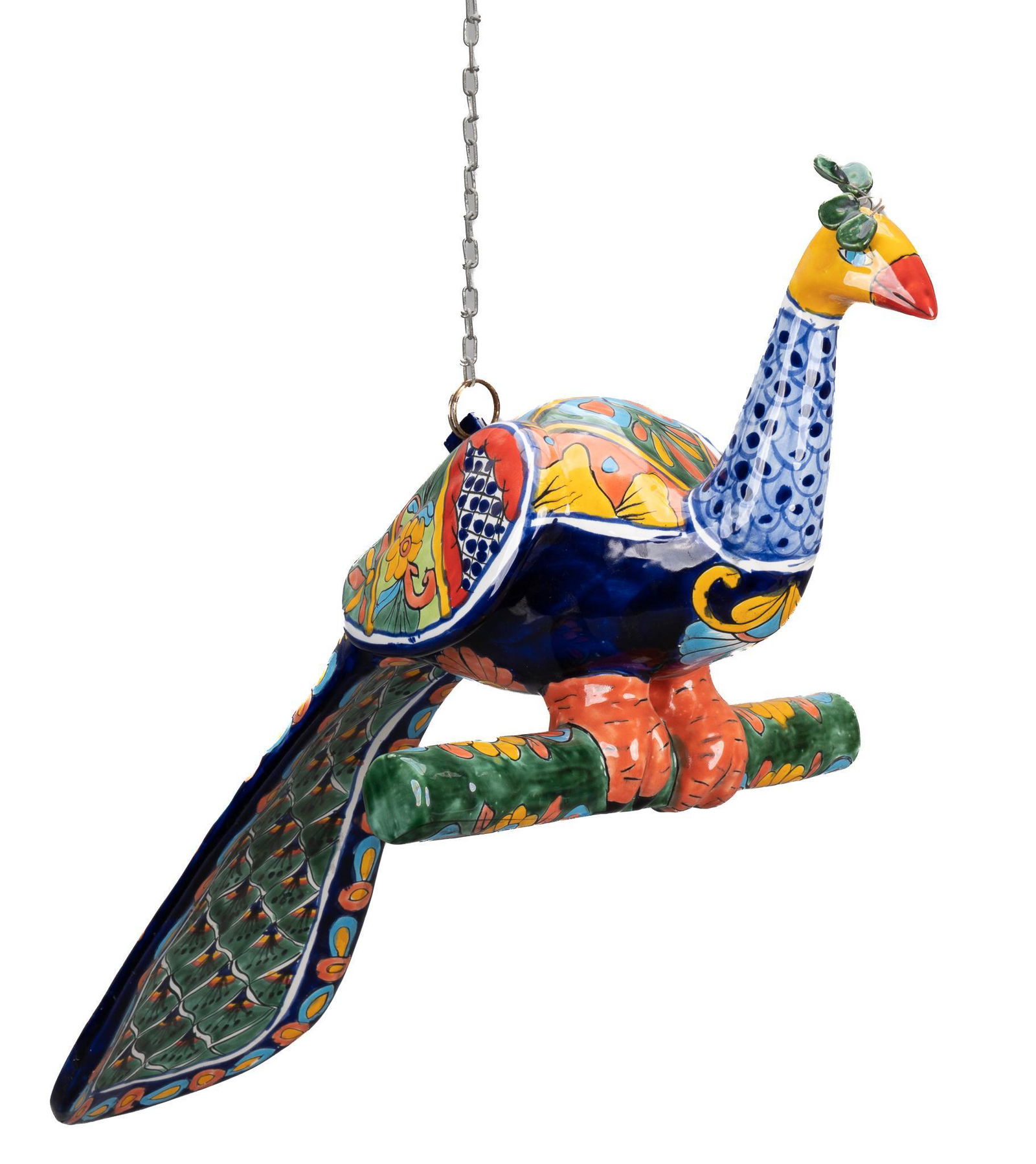Talavera Style Ceramic Peacock Sculpture (1 of 7)