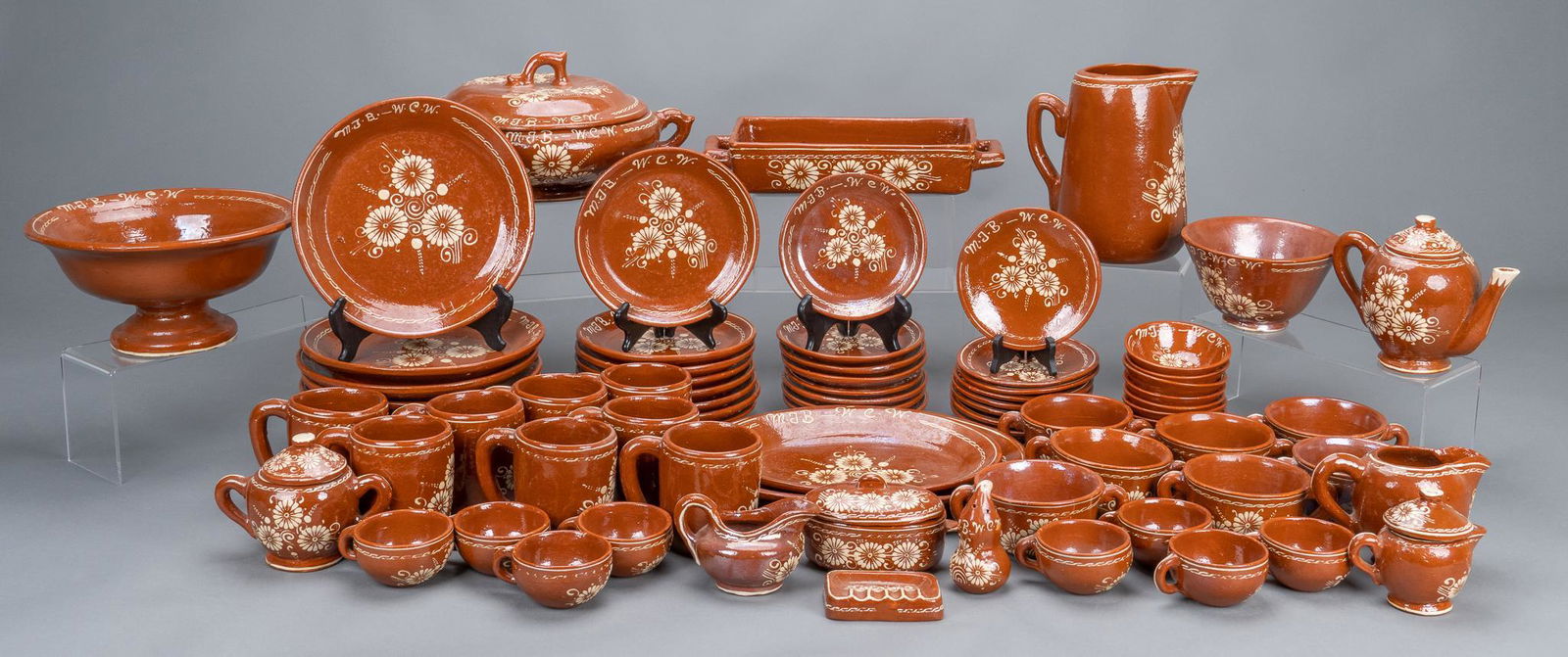 Mexican Redware Wedding Serving Set (1 of 10)