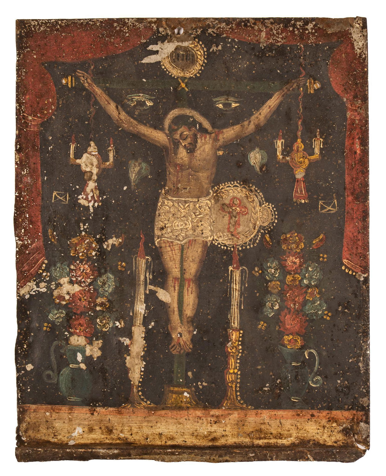 19th C. Peruvian Retablo, Senor de los Temblores (1 of 2)