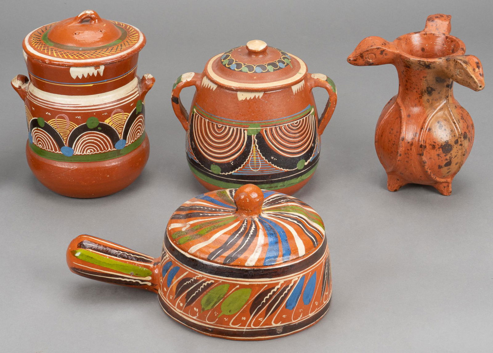 Group of (4) Mexican Bandera Redware Ceramics (1 of 6)