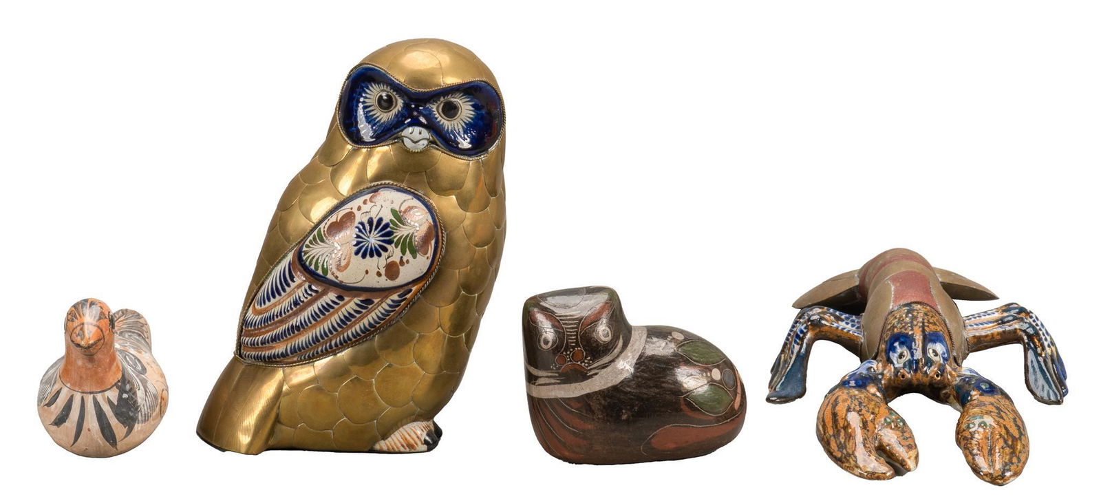 Group of (4) Mexican Folk Art Tonala Figurines (1 of 5)