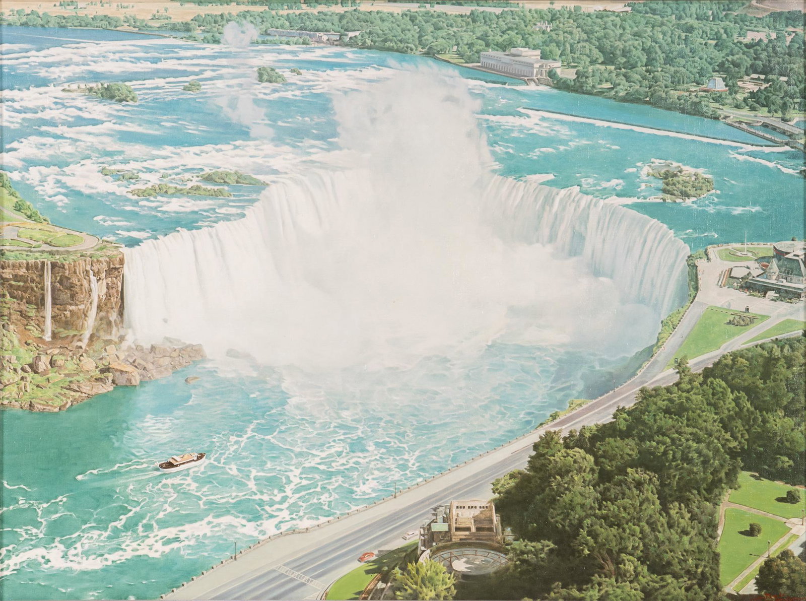 Jose Fuentes de Salamanca, "Niagara Falls": Jose Fuentes de Salamanca (b. 1934, Spain), "Niagara Falls", oil on canvas sight: 30 x 40 in., frame: 39.5 x 50 in. Provenance: Property from an Oklahoma City, Oklahoma corporate collection We happily
