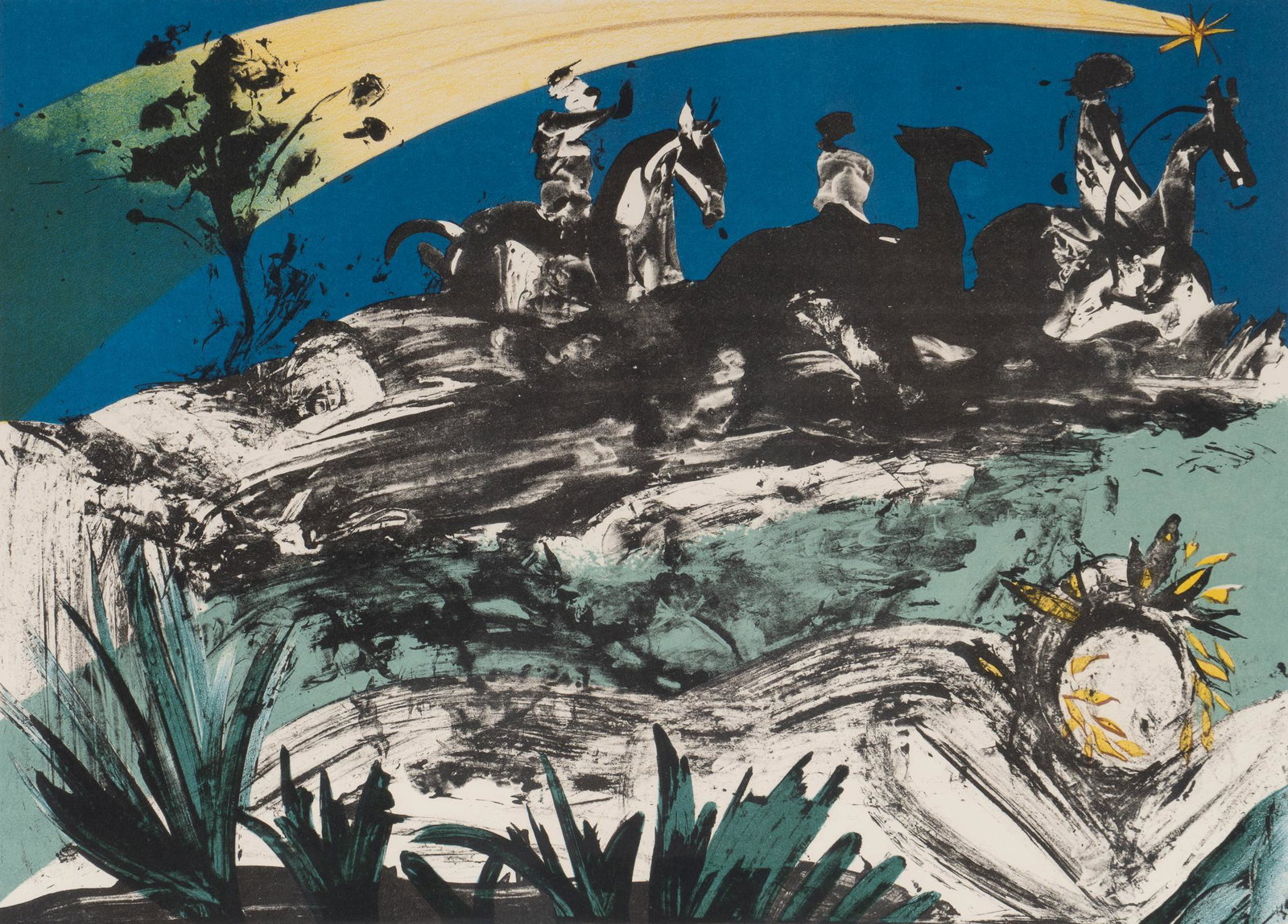 After Salvador Dali, "Warrior's Dream", 123/300: After Salvador Dali, "Warrior's Dream", 123/300 sight: 16 x 22.5 in., frame: 25 x 31 in. Provenance: Property from an Oklahoma City, Oklahoma corporate collection We happily provide seamless shipping 
