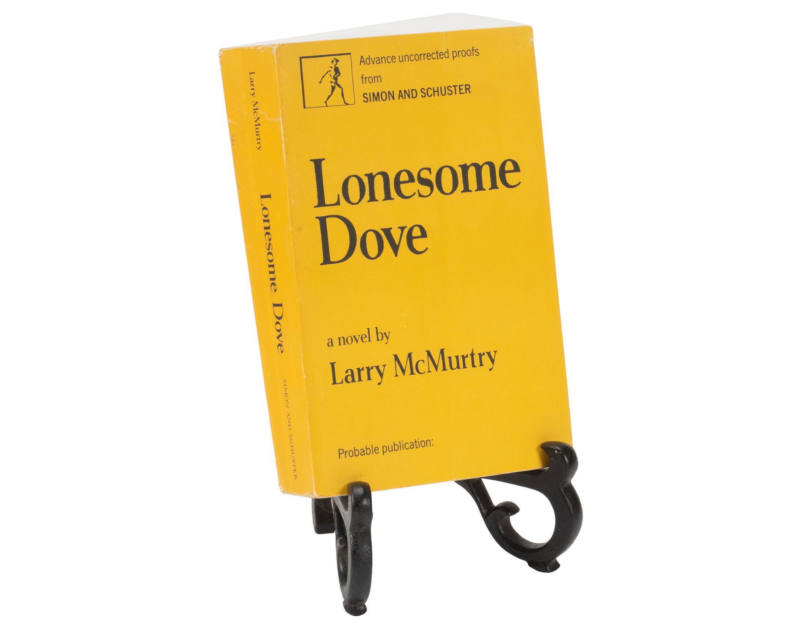 Lonesome Dove Advanced Copy, Larry McMurtry: Copy of "Lonesome Dove" by Larry McMurtry, advance uncorrected proof from Simon and Schuster (New York), 843 pages, paperback; includes Certificate of Authenticity: sold as part of the Estate 