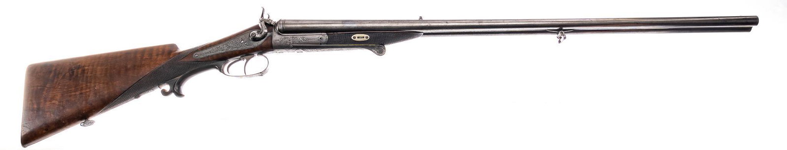 Chemnitz Germany 11mm/16-Gauge SXS Cape Gun: Serial: 339 (marked on buttplate) Manufacturer: Chemnitz, Germany (c. 1880s) Model: Cape Gun (named to "M. SWOBODA") Caliber: 11mm Mauser / 16 Ga. Barrel length: 28.125 in. OAL: 44 in. Conditi