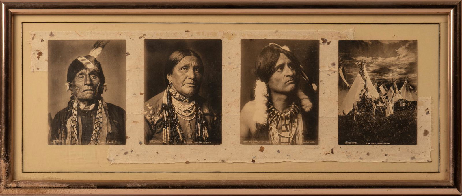 George B. Cornish, Set of (4) Framed Photographs: George B. Cornish (1867-1946, USA), set of four printed photographs, each copyrighted 1909, to include three portraits, entitled Wah-shlin-Gah Kaw Chief, Otoe Indian Woman, Hen-Tah Wyandot Chief, one