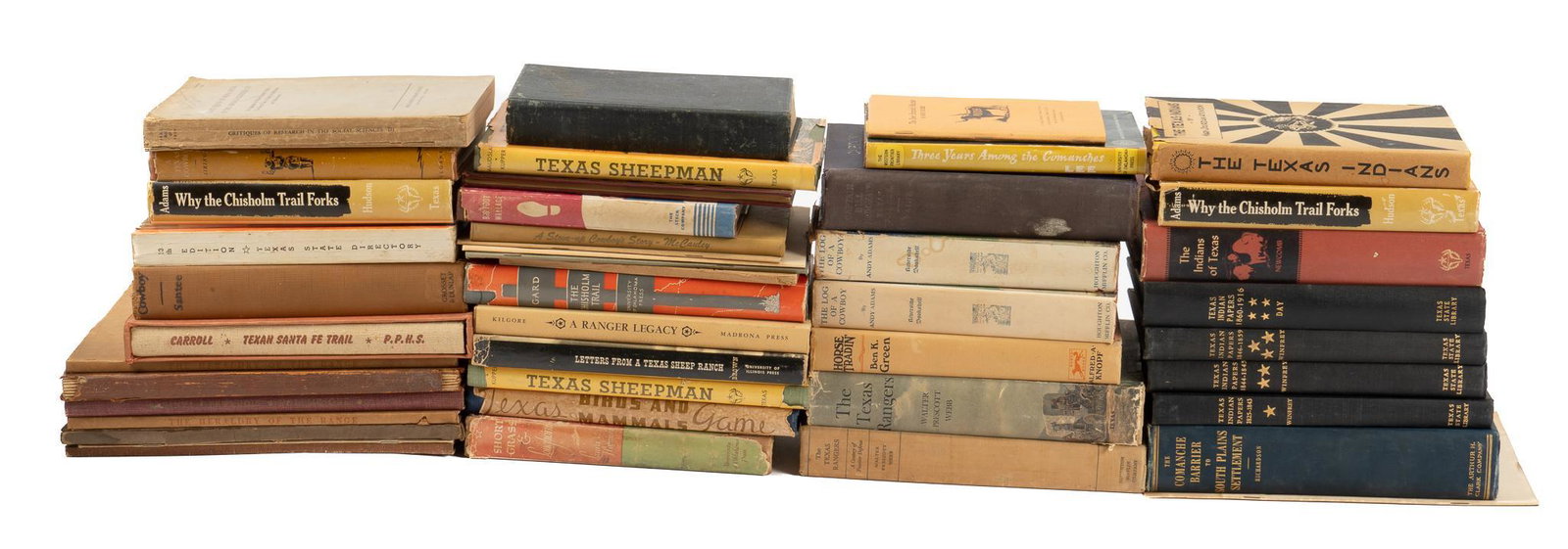Collection of Cowboy and Native American Books: Collection of cowboy and Native American books, including a signed copy of "The Steer Branded Murder" by Barry Scobee, a 1945 copy of "A Century of Texas Cattle Brands", copy of "S