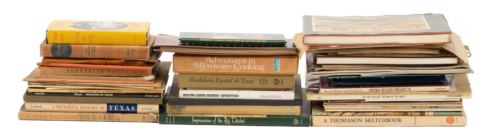 Collection of Miscellaneous Texas Books: Collection of miscellaneous books, most pertaining to Texas, including "A Seth Eastman Sketchbook 1848-1849" from the University of Texas Press, a 1961 copy of "Inventory of Furnishings of