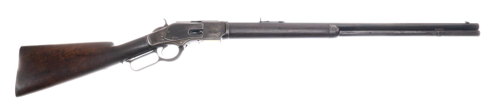 Special Order Winchester Model 1873 .38-40 WCF Lever-Action Rifle: Serial: 70838 Manufacturer: Winchester Repeating Arms Co. (c. 1881) Model: 1873 (Second Model) Caliber: .38-40 WCF Barrel length: 24 in. OAL: 43.25 in. Condition: Fair-Good; wood stock has moderate ha