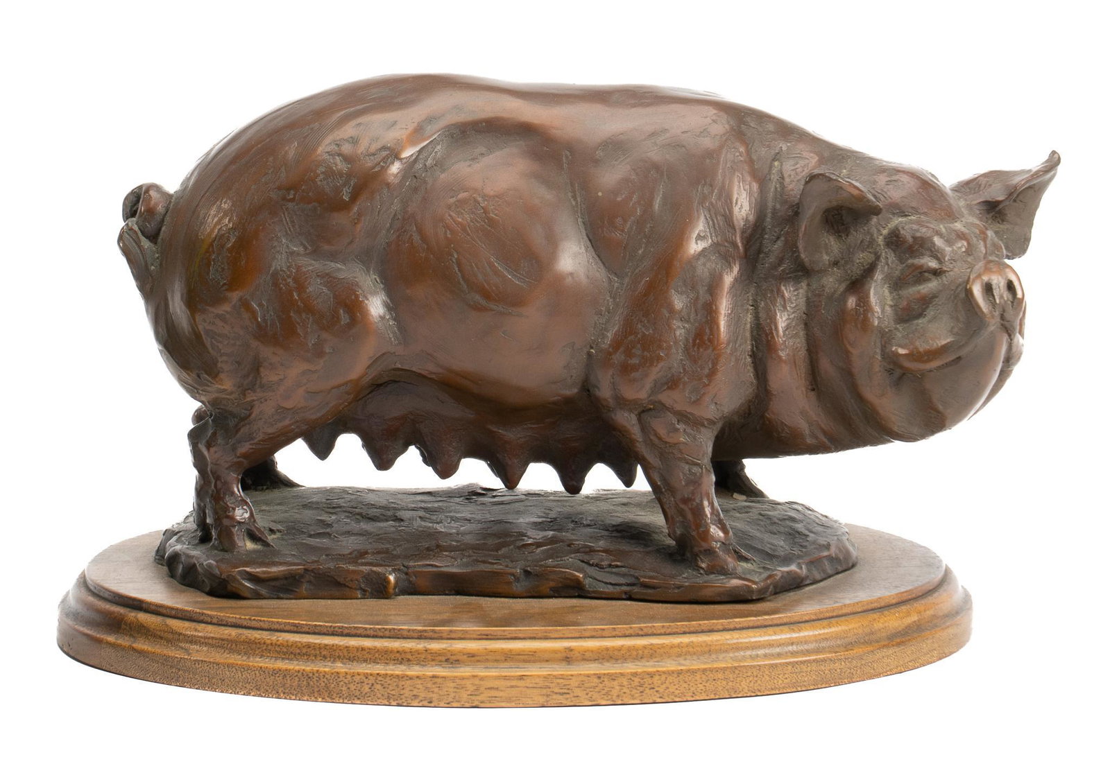 Sandy Scott, Pig: Sandy Scott (b. 1943, Colorado), pig bronze sculpture, 1998, edition 1/65, wooden base height 7 in. x width 12 in. x depth 7 in. We happily provide seamless shipping services on everything we sell. Pl