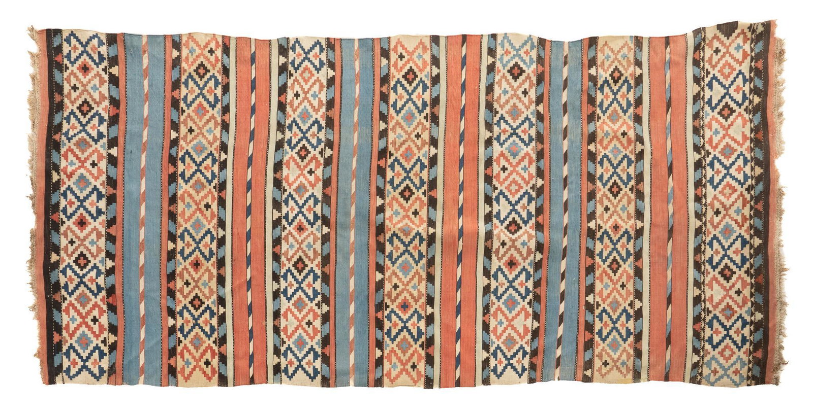 Handmade Kilim Rug Runner, 9'3"x4'3": Handmade flatweave kilim rug runner 9 ft. 3 in. x 4 ft. 3 in. Provenance: From the collection of a prominent San Antonio, Texas rug dealer We happily provide seamless shipping services on everything w