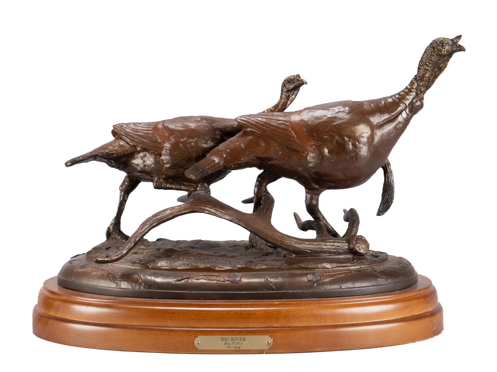Greg O'Neal, "Big River": Greg O'Neal, "Big River", bronze sculpture ed. 1417/2400, on wooden base with polychrome patina height 11 in. x width 15 in. x depth 9 in. Provenance: A San Antonio, Texas collection We ha