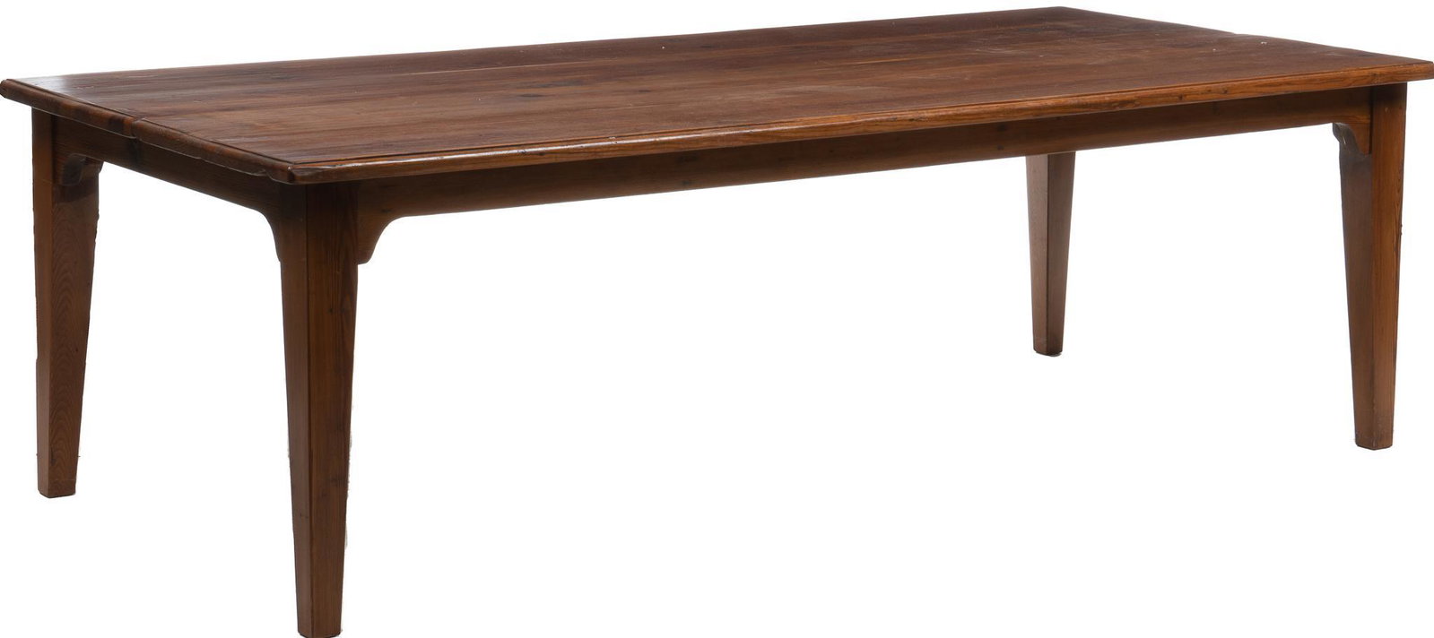 Farmhouse Dining Table: Farmhouse dining table, with rectangular top, supported on tapered legs height 30 in. x width 96 in. x depth 44 in. Provenance: A Honey Creek, Texas collection We happily provide seamless shipping ser