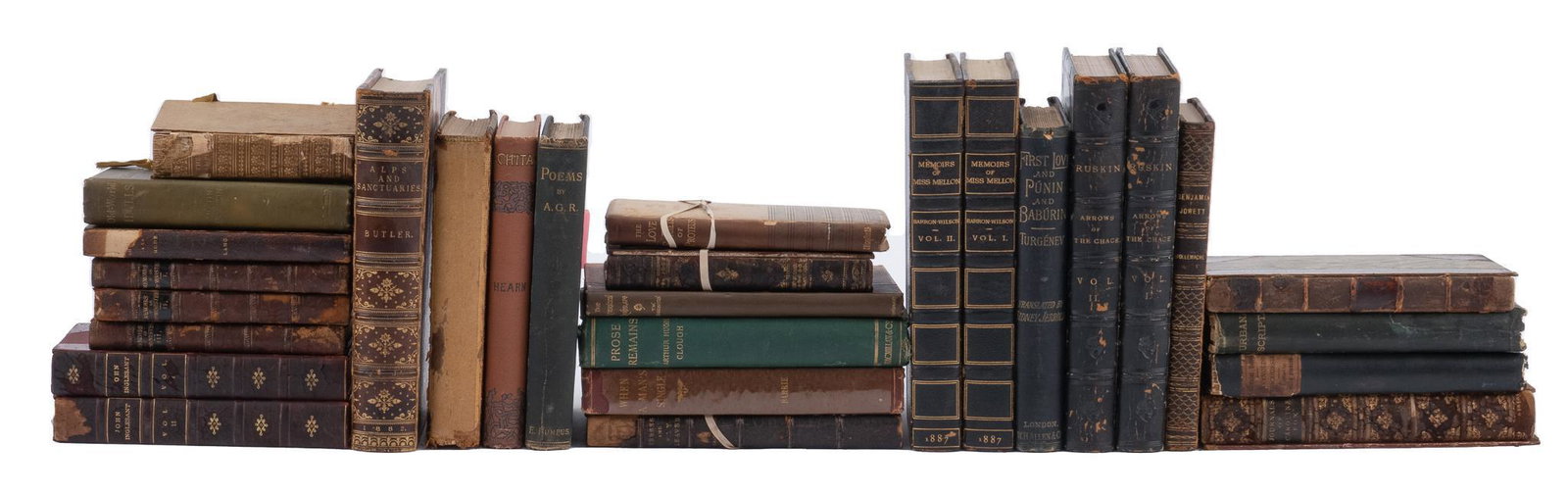 Group of (28) Antique Books, 1880s-1890s: Group of twenty eight antique books, from the 1880s-1890s, to include: -1889 first edition of "Chita" by Lafcadio Hearn, original book cloth, published by Harper & Brothers (New York) - 18