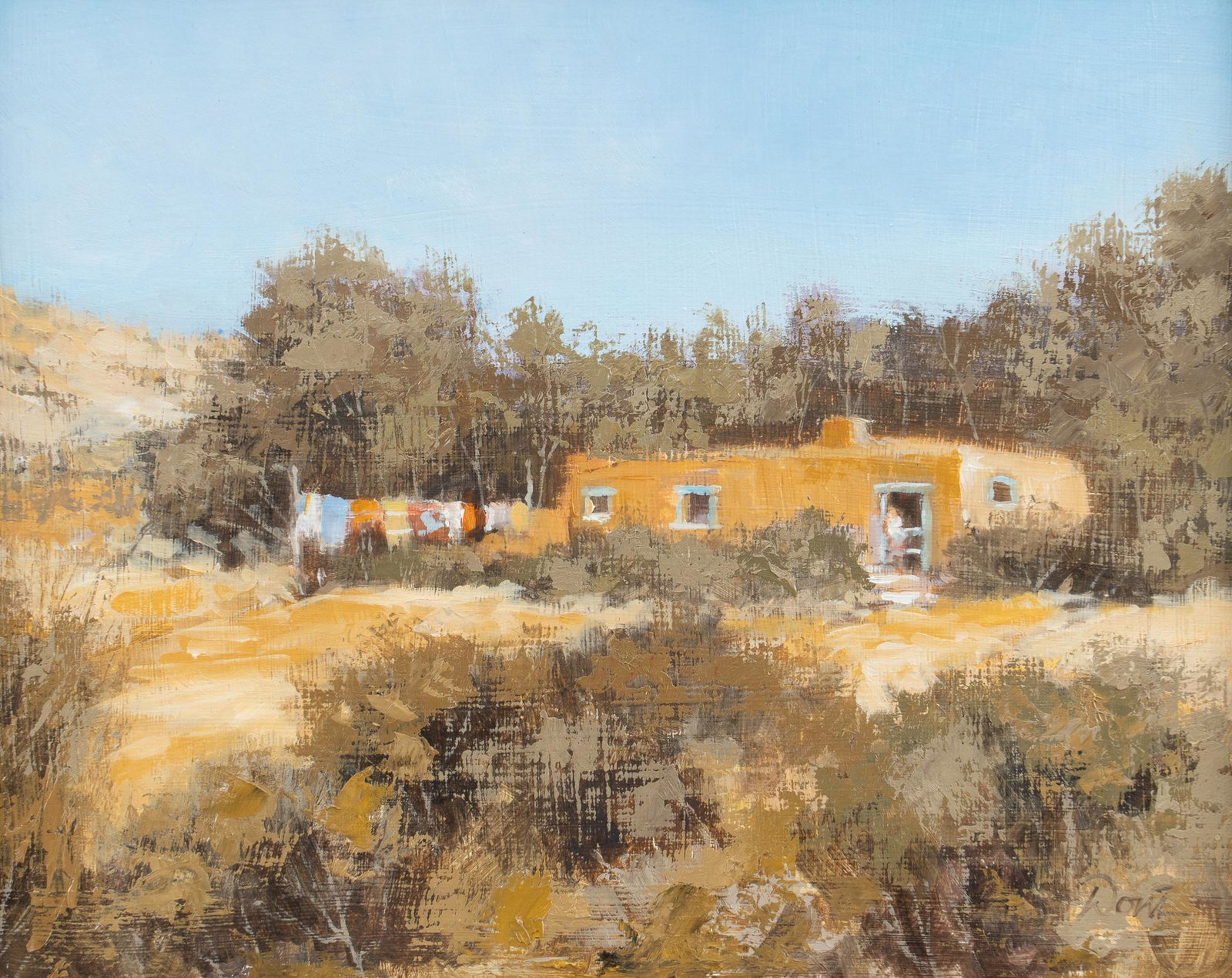Donnie Vest, "Blankets": Donnie Vest (Amer., 20th/21st C.), "Blankets", oil on panel sight: 11 x 14 in., frame: 16.5 x 19.5 in. Provenance: A Temple, Texas collection We happily provide seamless shipping services on e