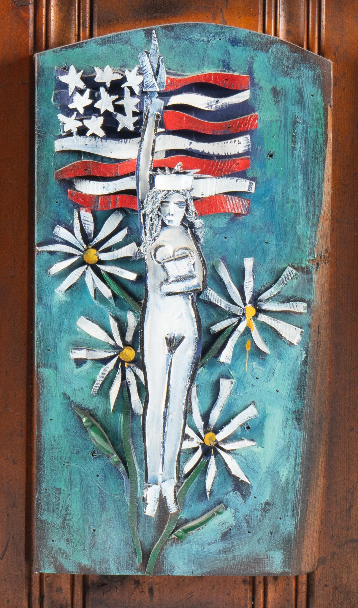 Ab the Flagman, Statue of Liberty, 1997: Ab the Flagman, Statue of Liberty, 1997, carved and painted wood height 25 in. x width 20 in. x depth 6 in. Provenance: A Hondo, Texas collection We happily provide seamless shipping services on every