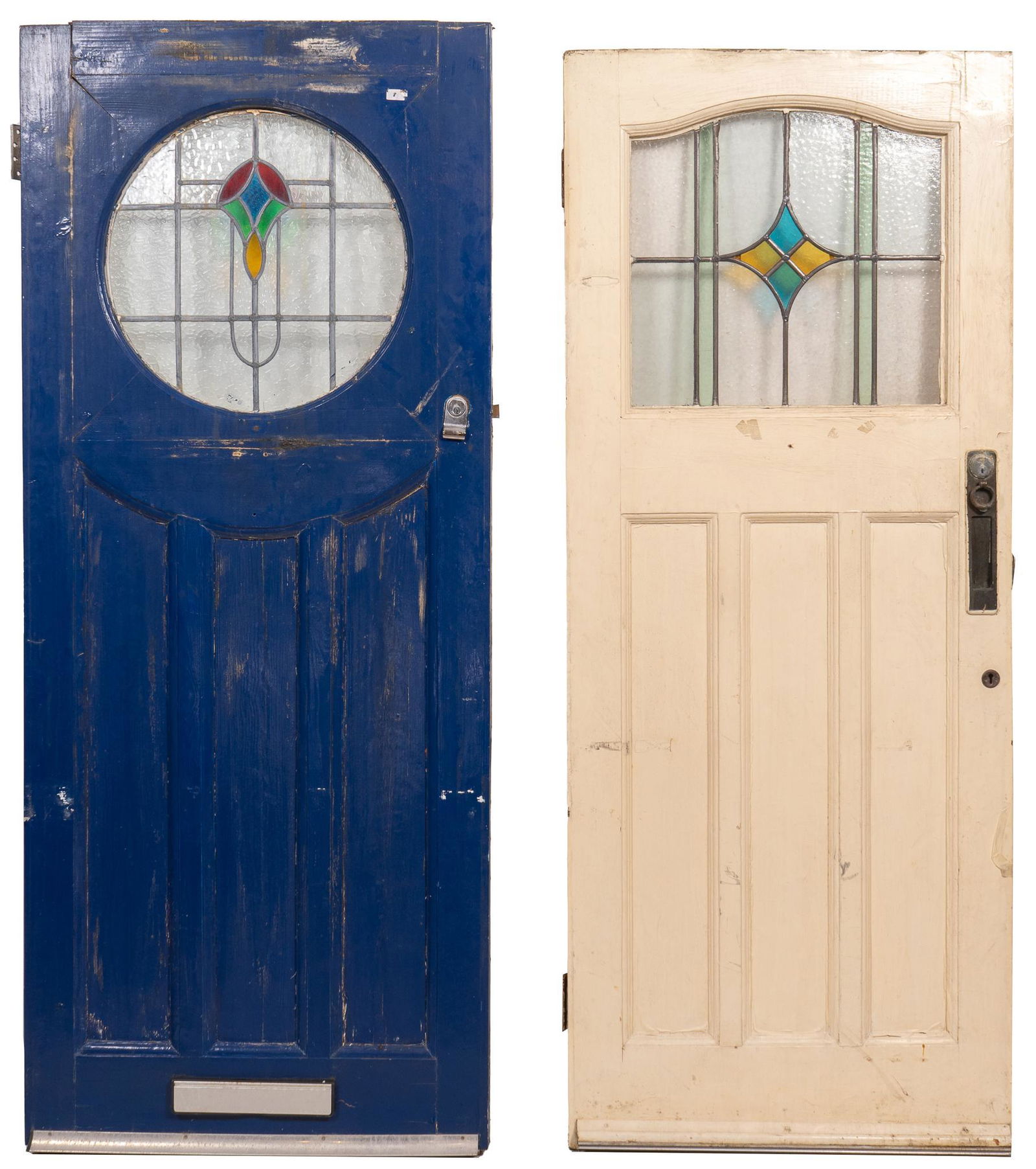 (2) Vintage Stained Glass Doors Auction