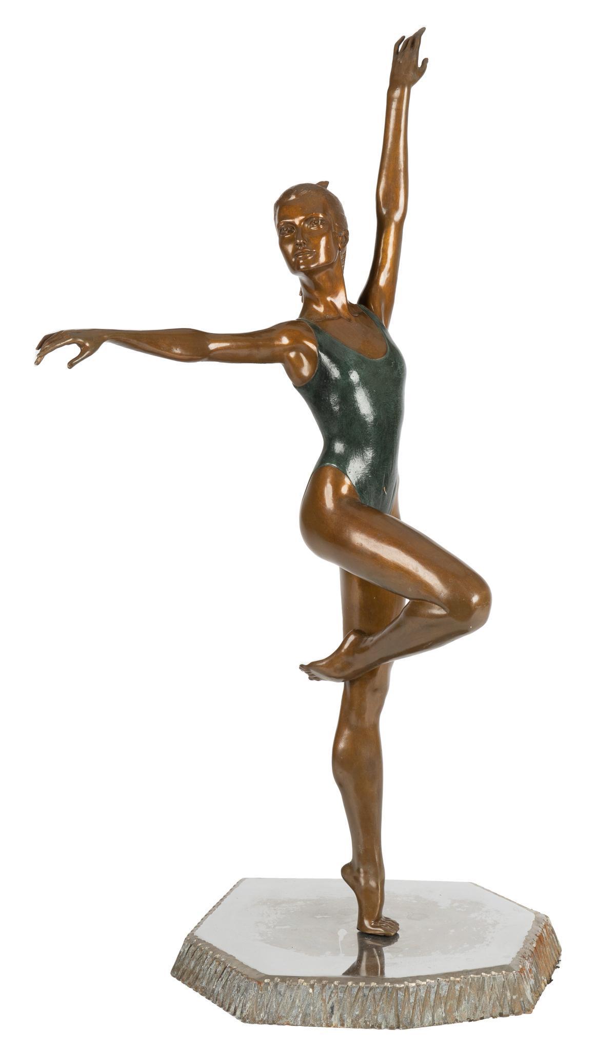 Javier Villareal, Ballerina Bronze, ed. 25/36: Javier Villareal (Mexico, 20th/21st C.), patinated bronze ballerina sculpture, ed. 25/36 Provenance: A Tyler, Texas collection We happily provide seamless shipping services on everything we sell. Plea