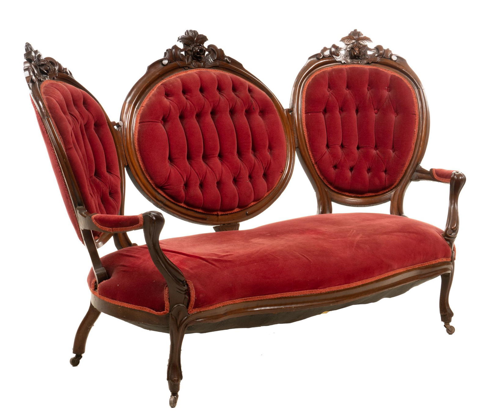 Victorian Style Triple Medallion Settee (1 of 4)