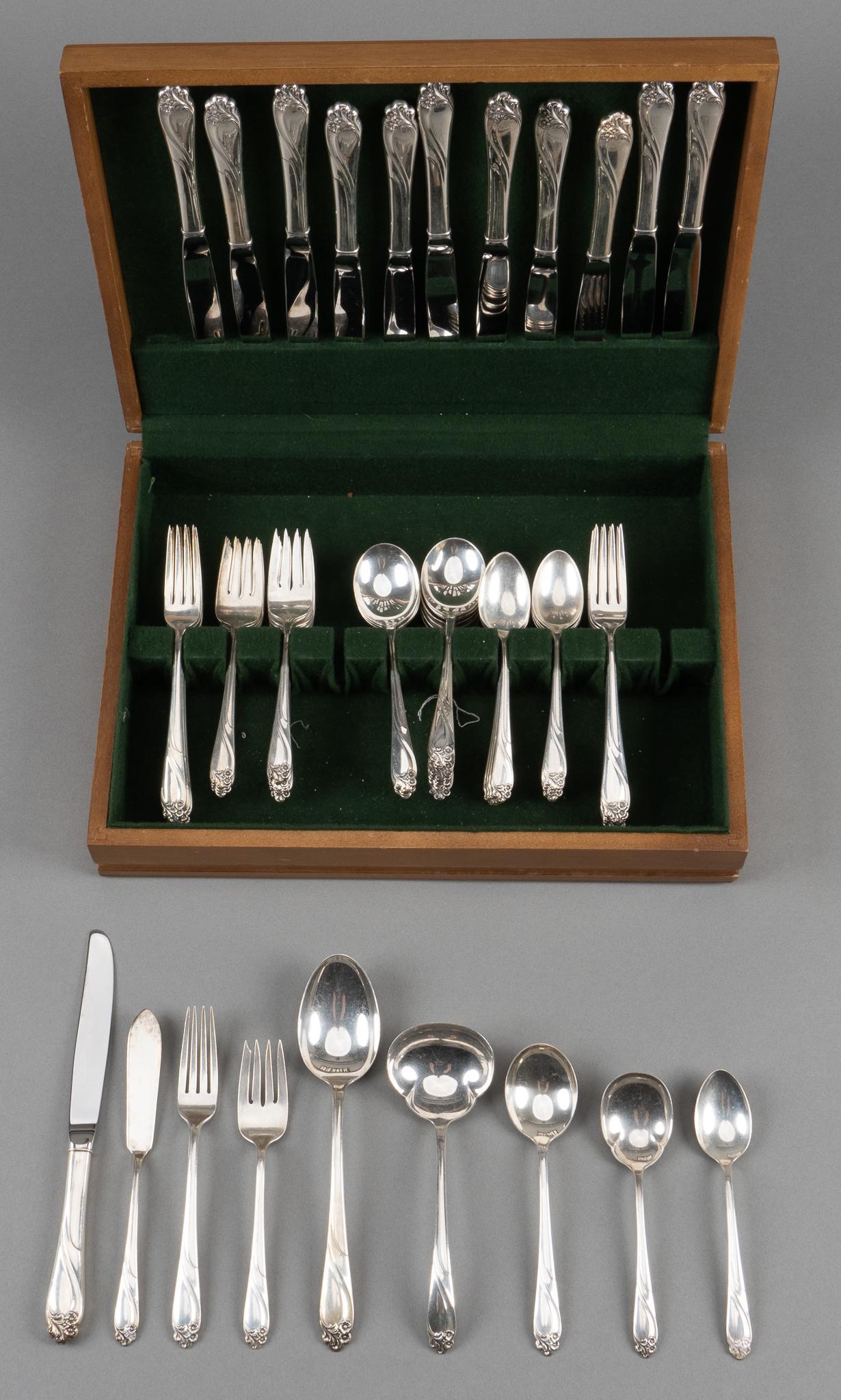 'Enchanted Rose' Sterling Silver Flatware 66-Pieces (1 of 8)
