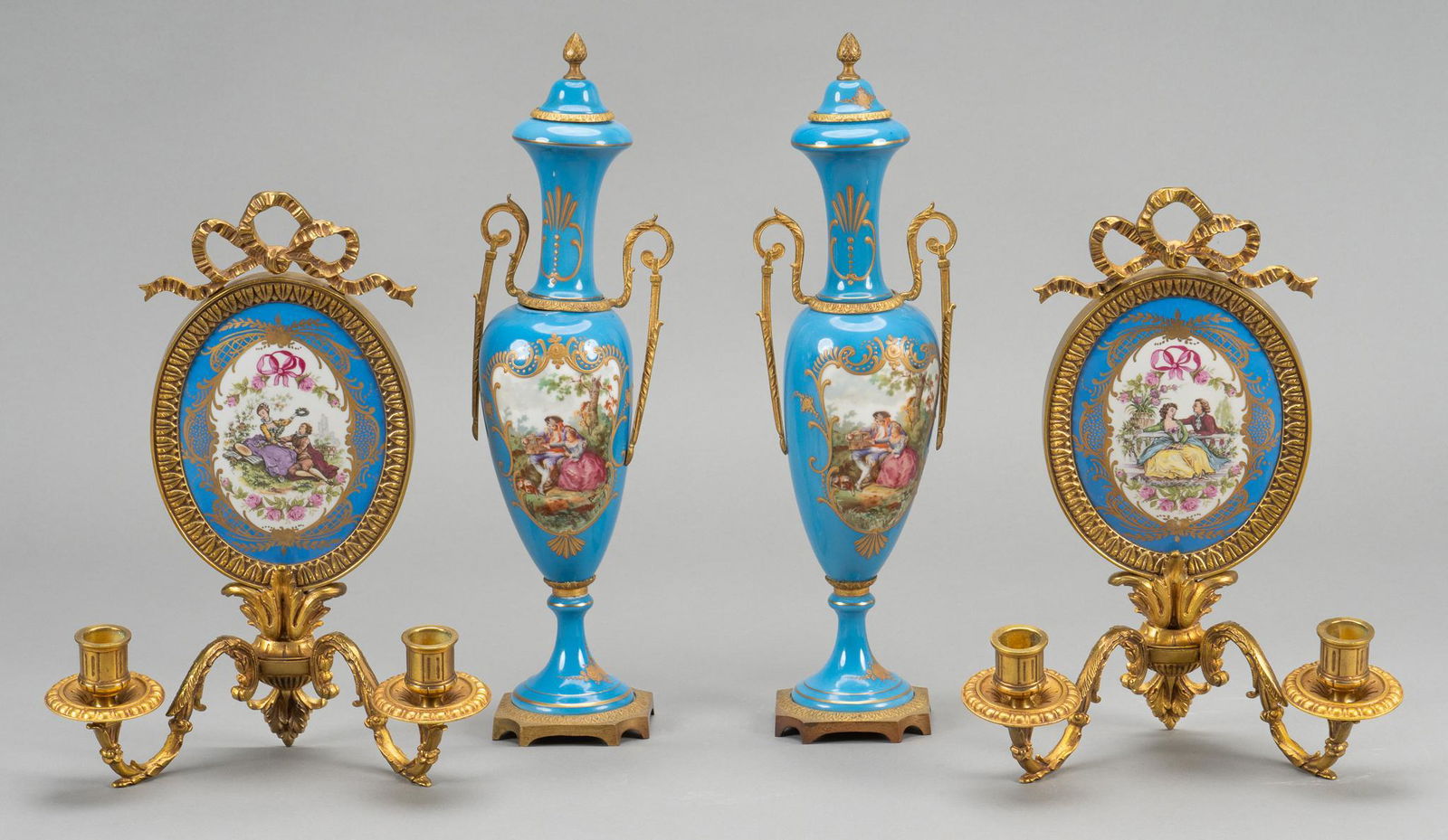 Group of (2) French Vases and (2) French Wall Sconces (1 of 6)