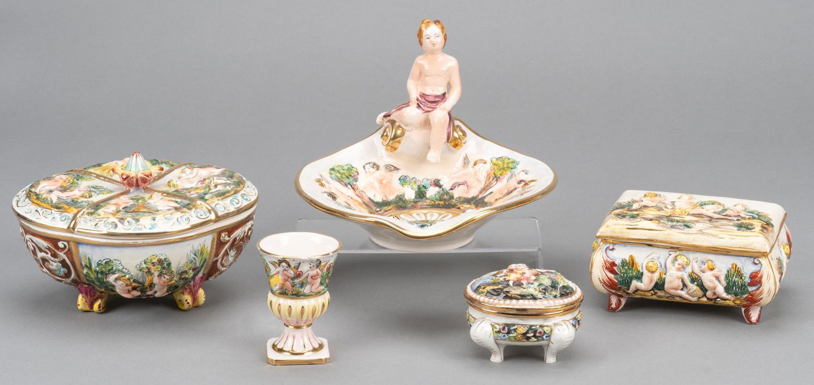 Set of (5) Italian Decorative Porcelain Pieces (1 of 15)
